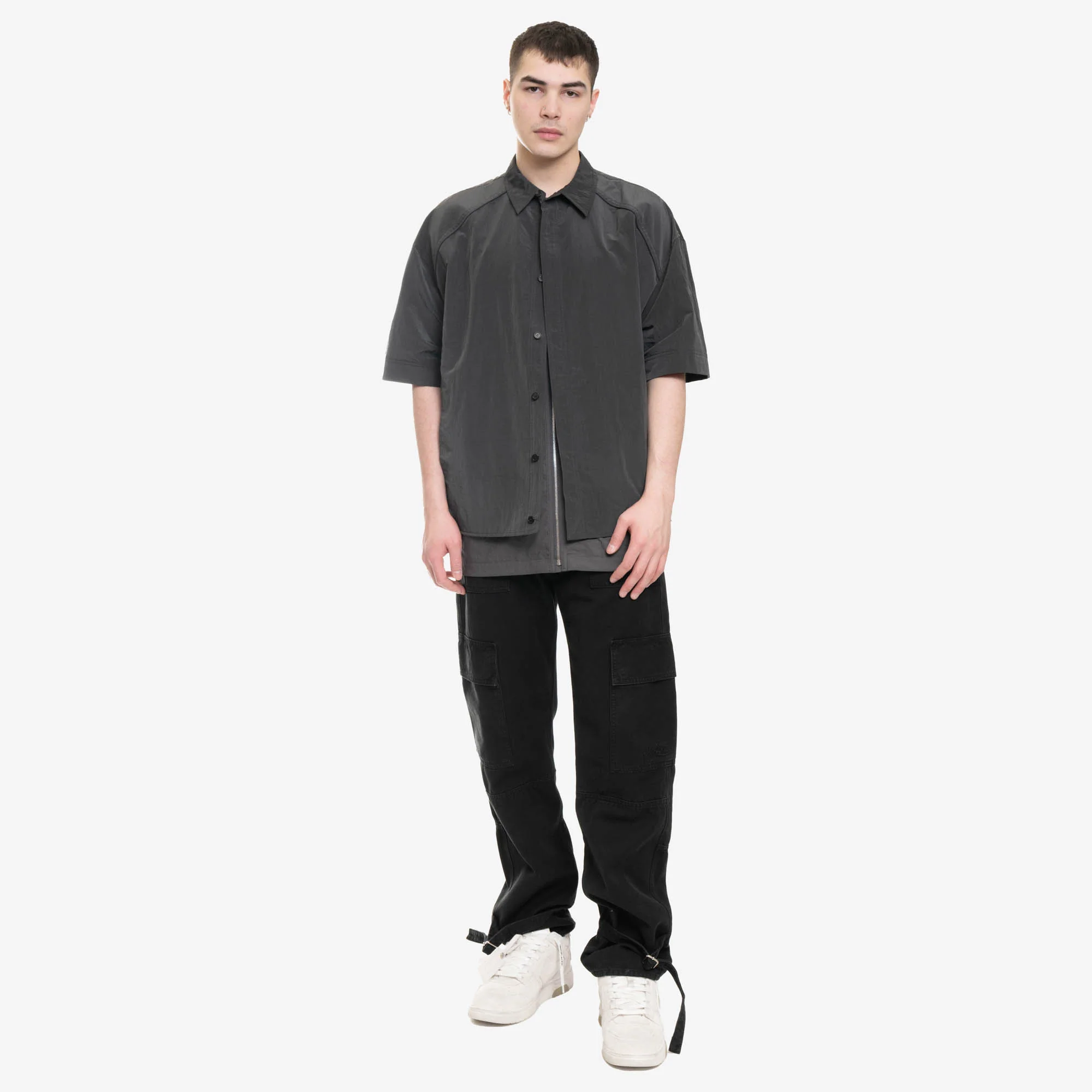 Double Layer SS Zip Up Shirt - Image 2