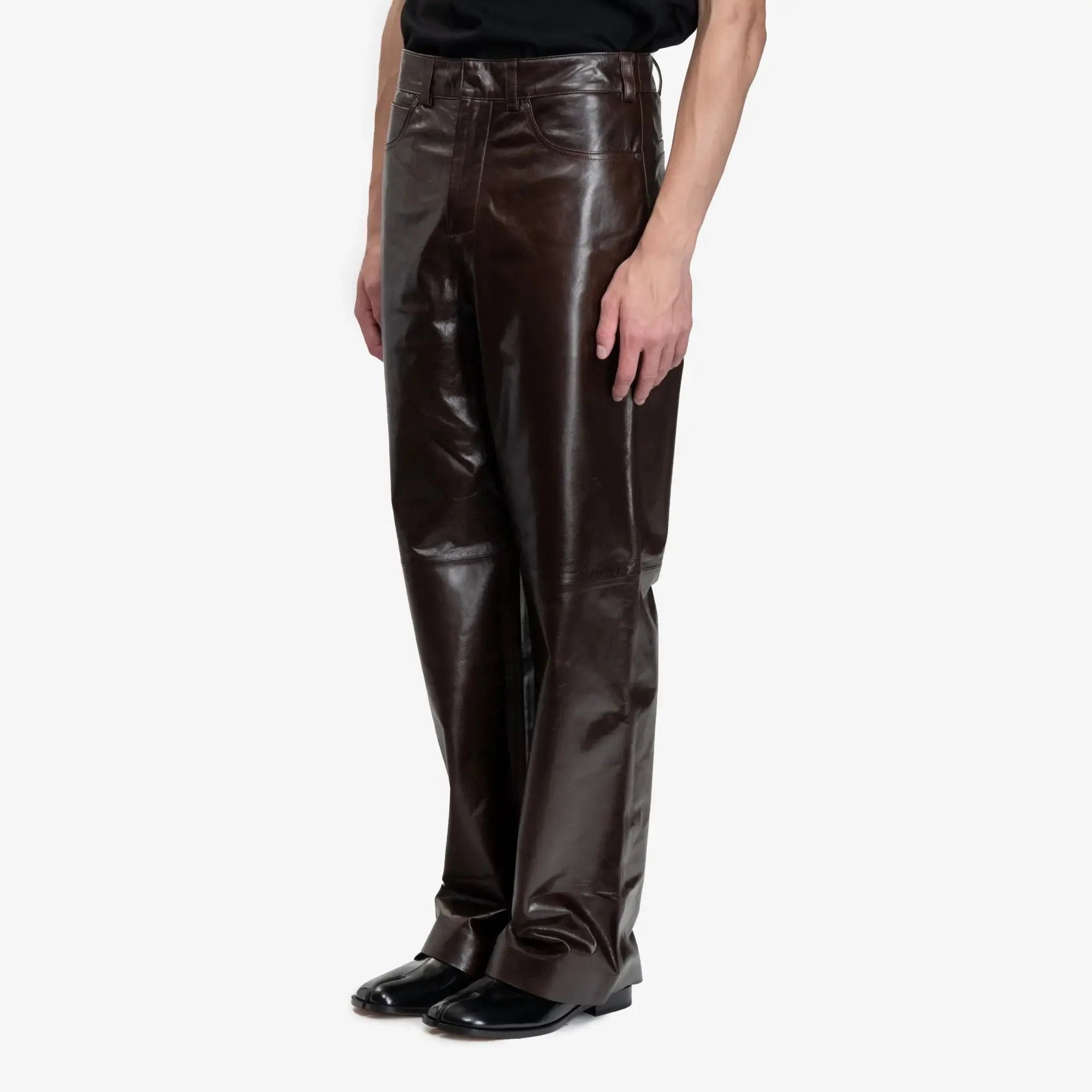 Unisex Leather Straight Leg Pants - Image 3