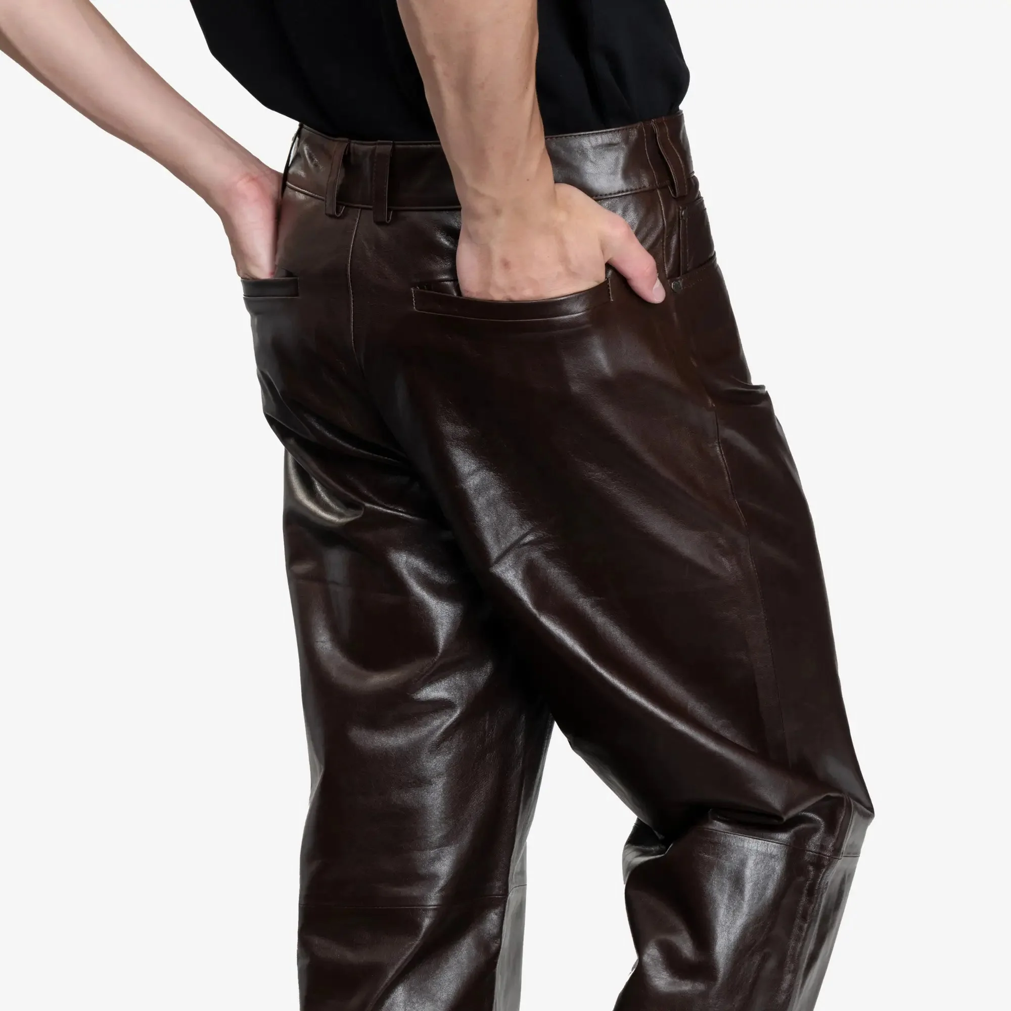 Unisex Leather Straight Leg Pants - Image 6
