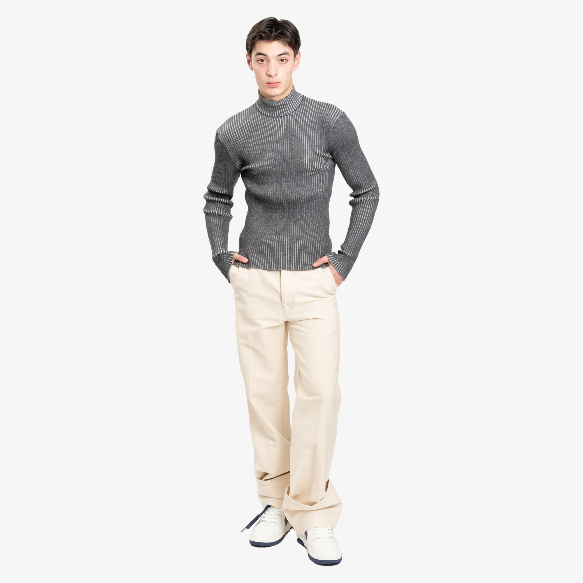 Funnel Neck Contrast Sweater - Image 2