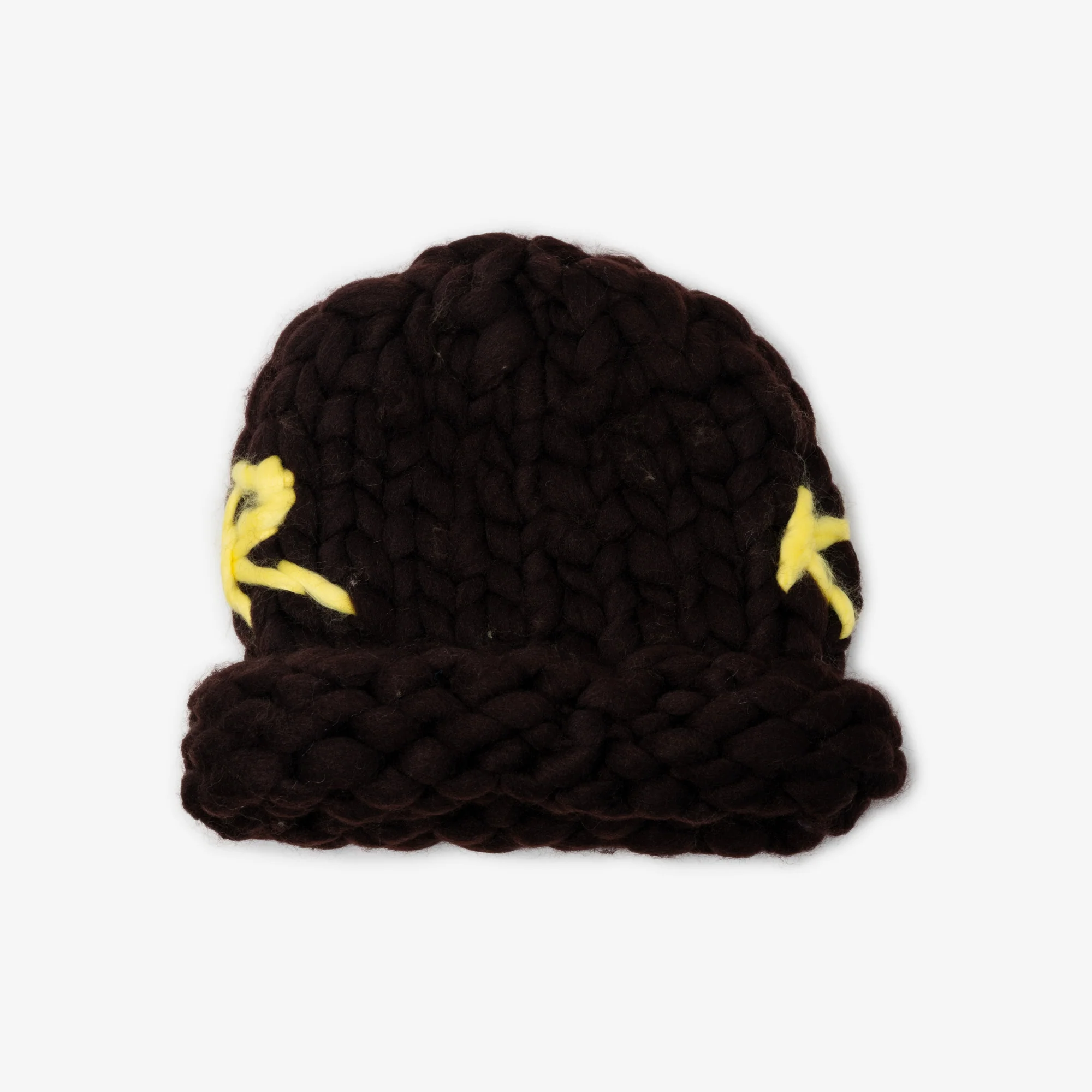 Hand Knit Chunky Brown Beanie - Image 2
