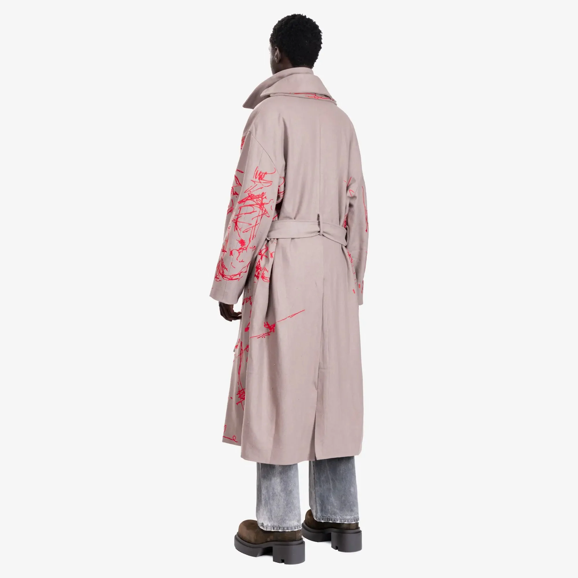 Hatched Emb Face Trench Coat - Image 4