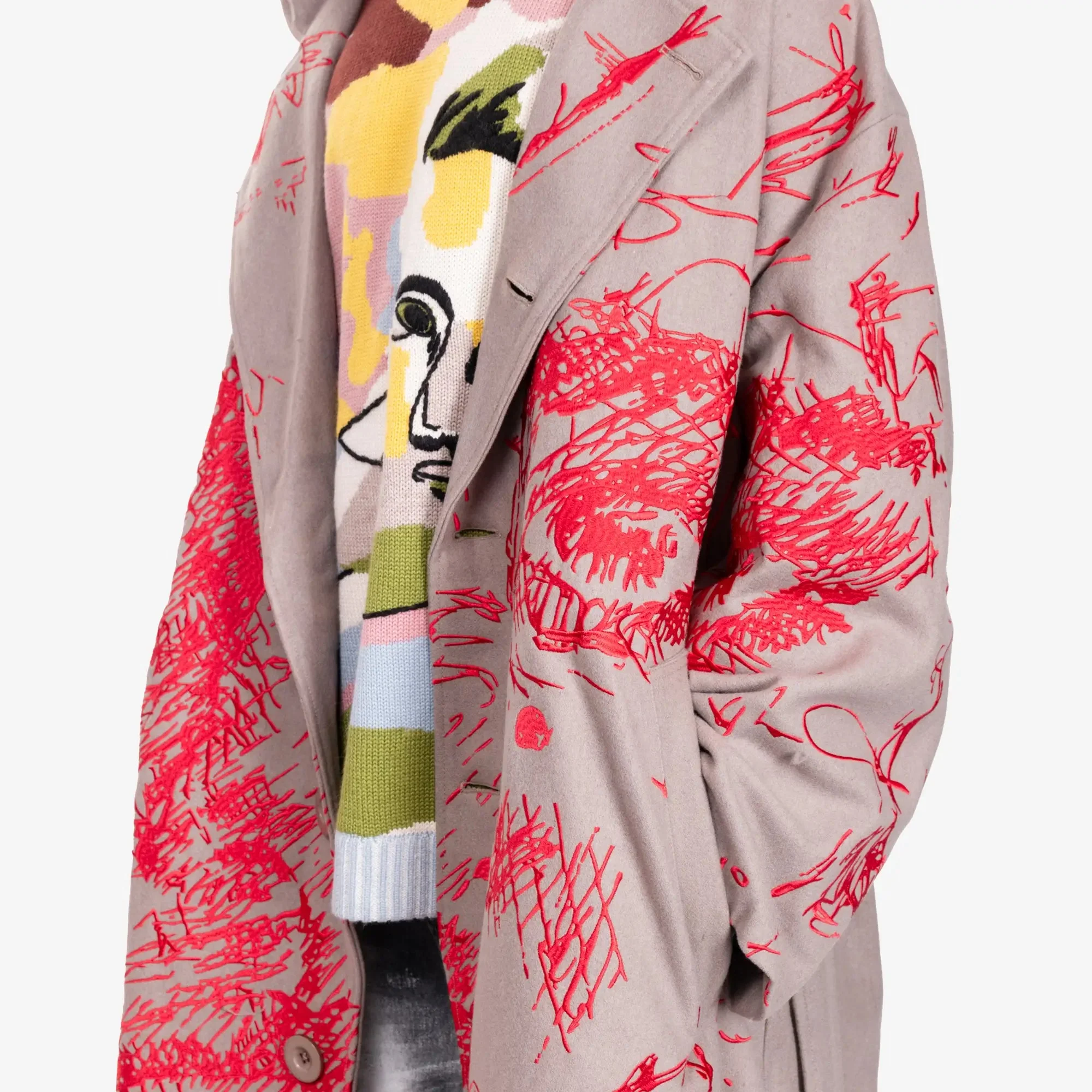 Hatched Emb Face Trench Coat - Image 5