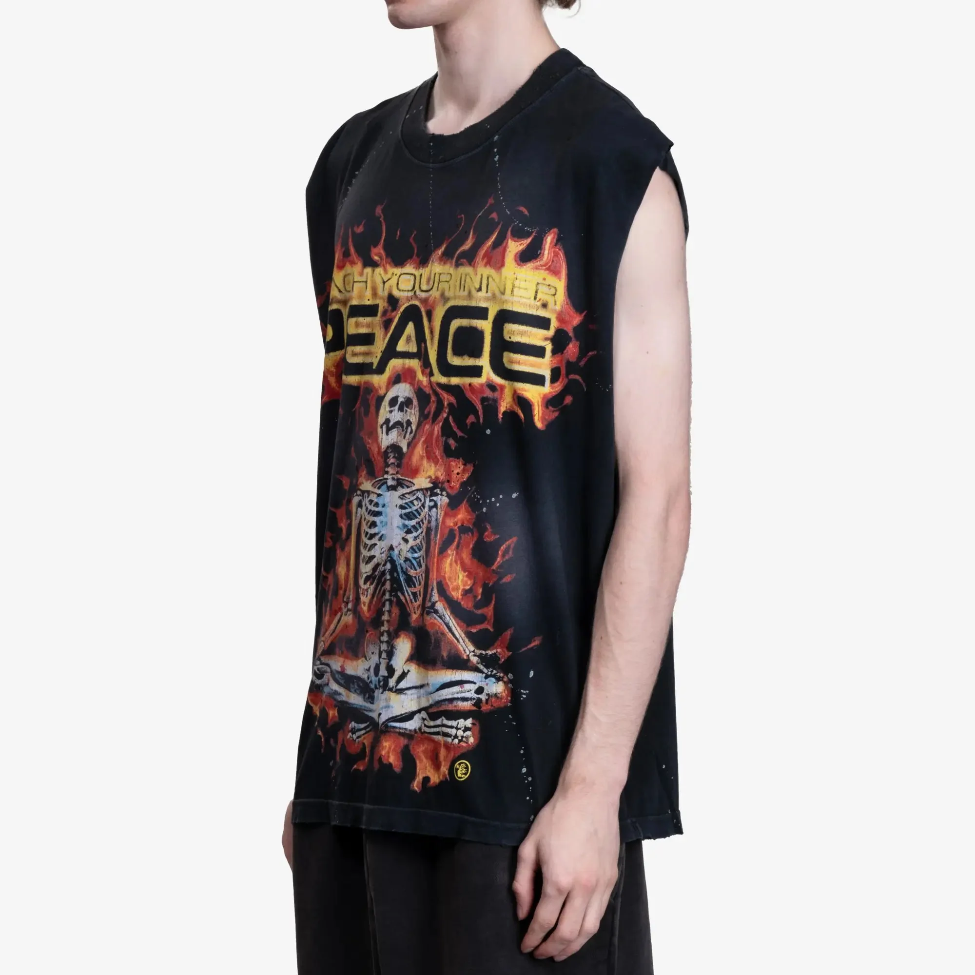 Inner Peace Skeleton Cut Off T-Shirt - Image 3
