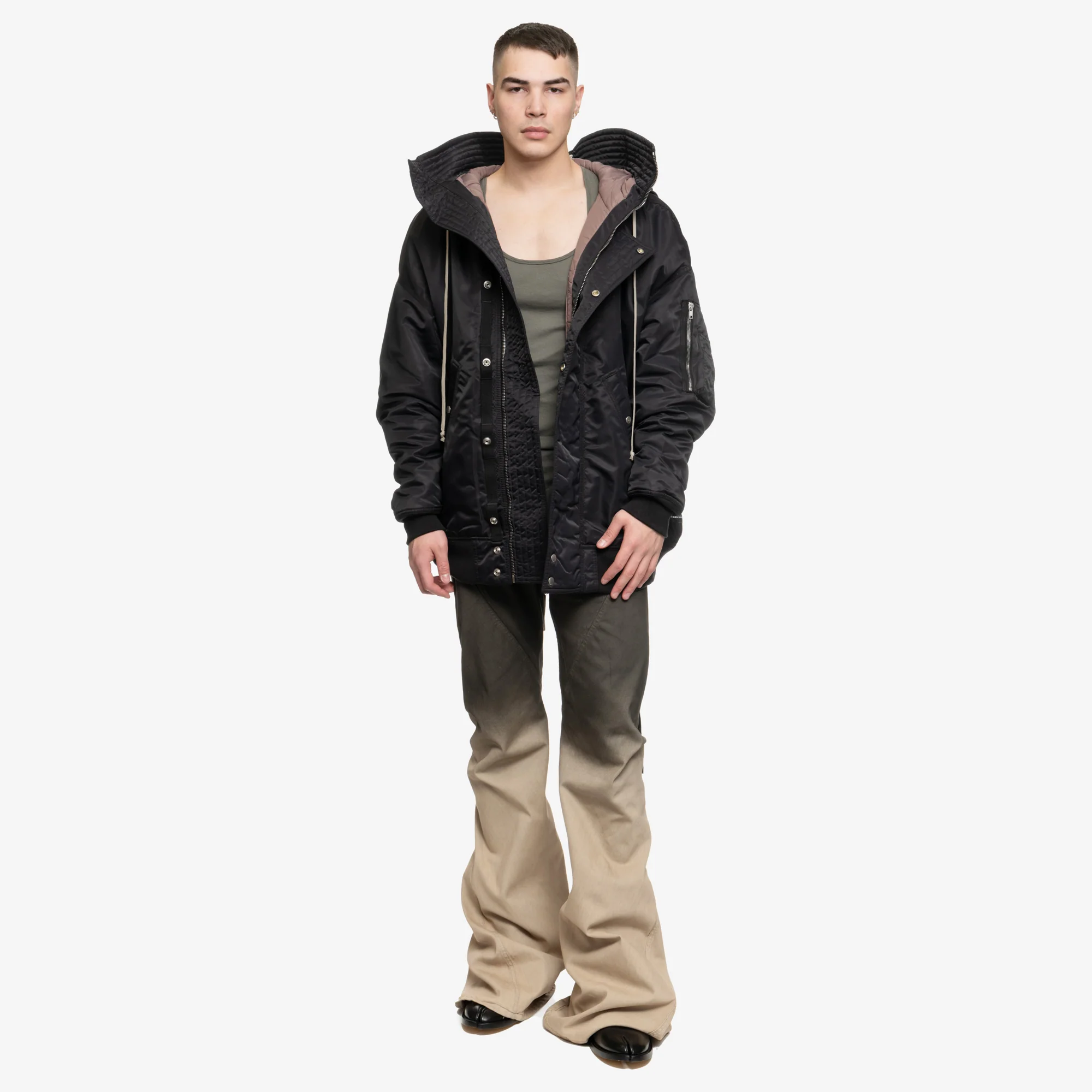 Hooded Long Bomber Jacket - Image 2