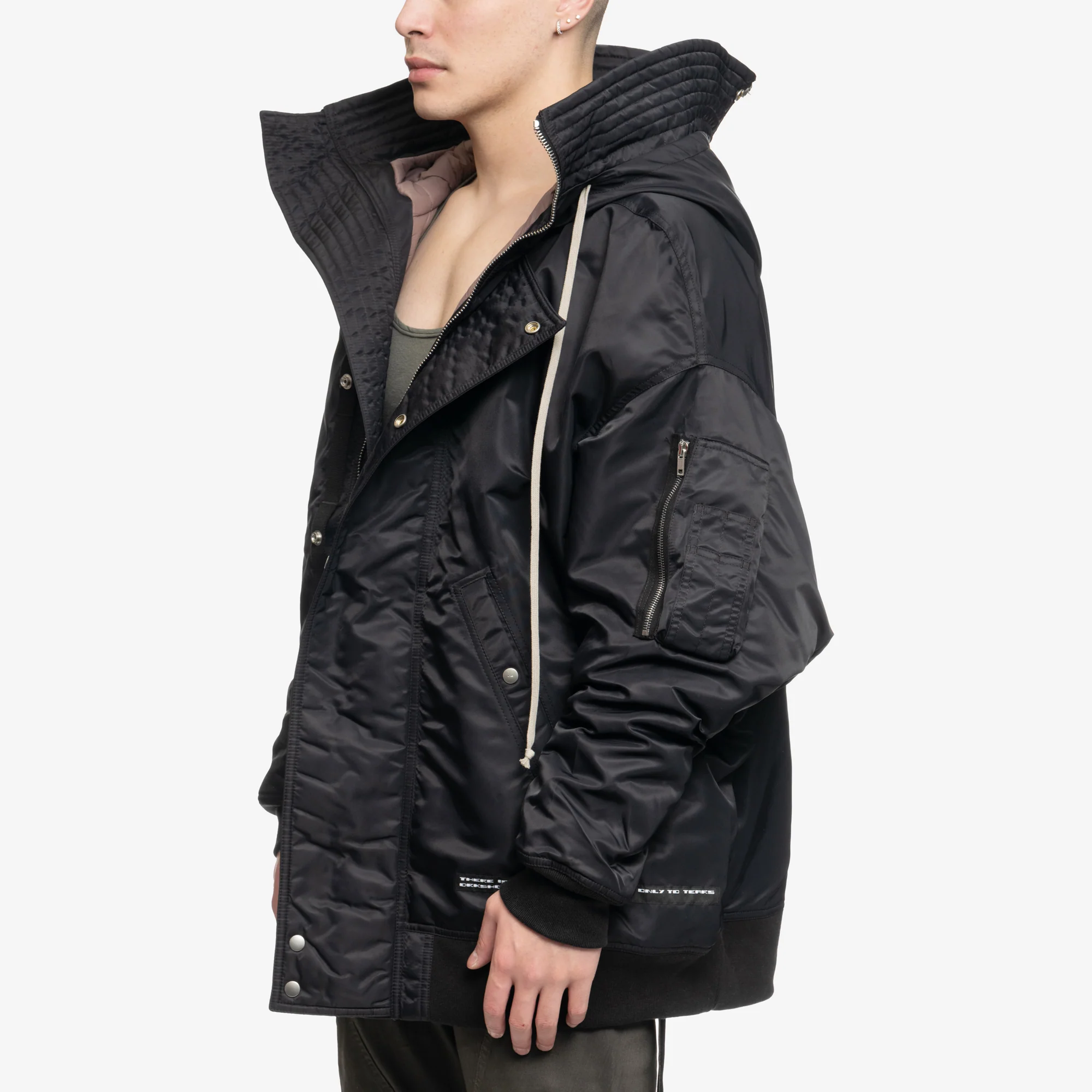 Hooded Long Bomber Jacket - Image 3