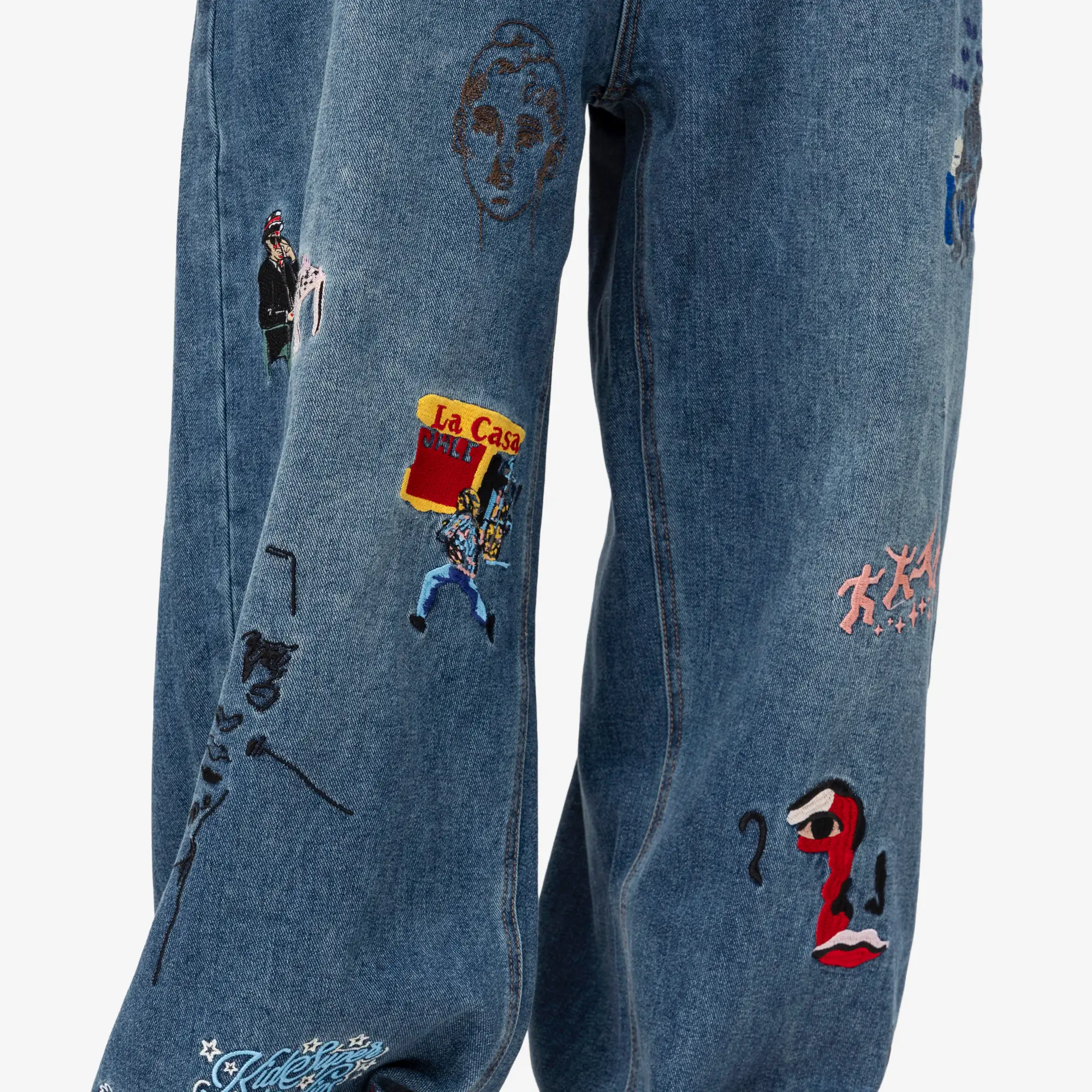 Embroidered Paintings Balloon Jeans - Image 5
