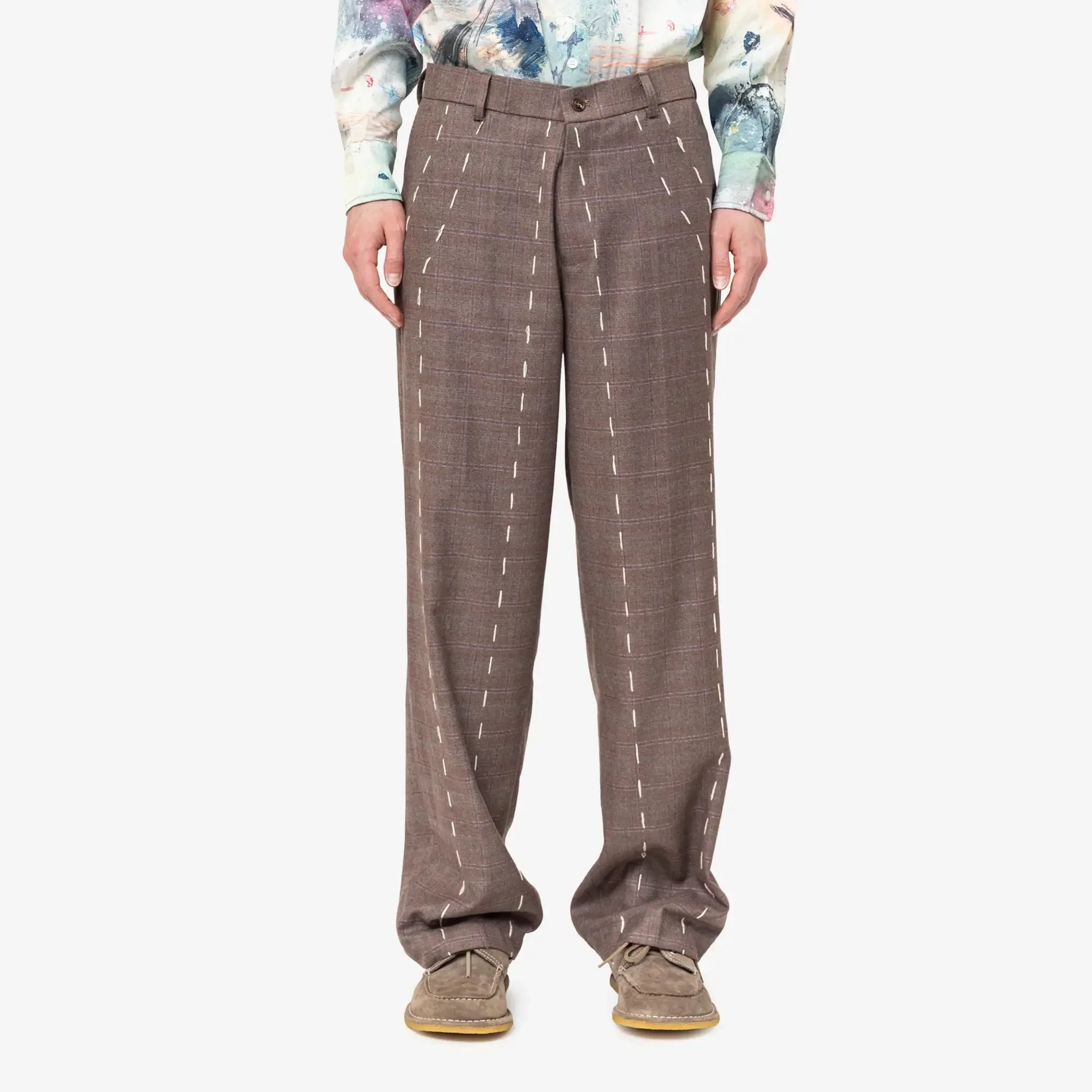 Face Embroidered Suit Pants