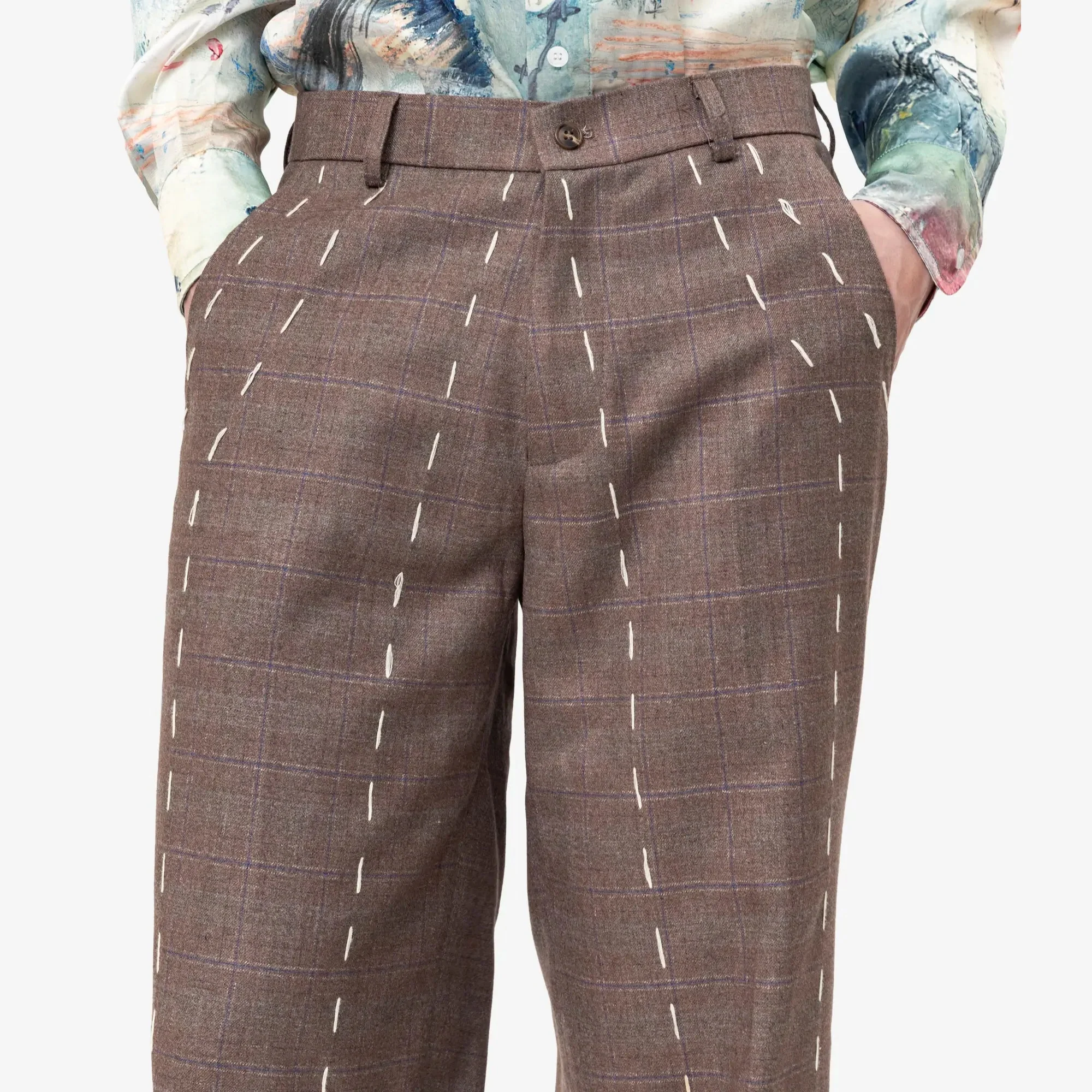 Face Embroidered Suit Pants - Image 5