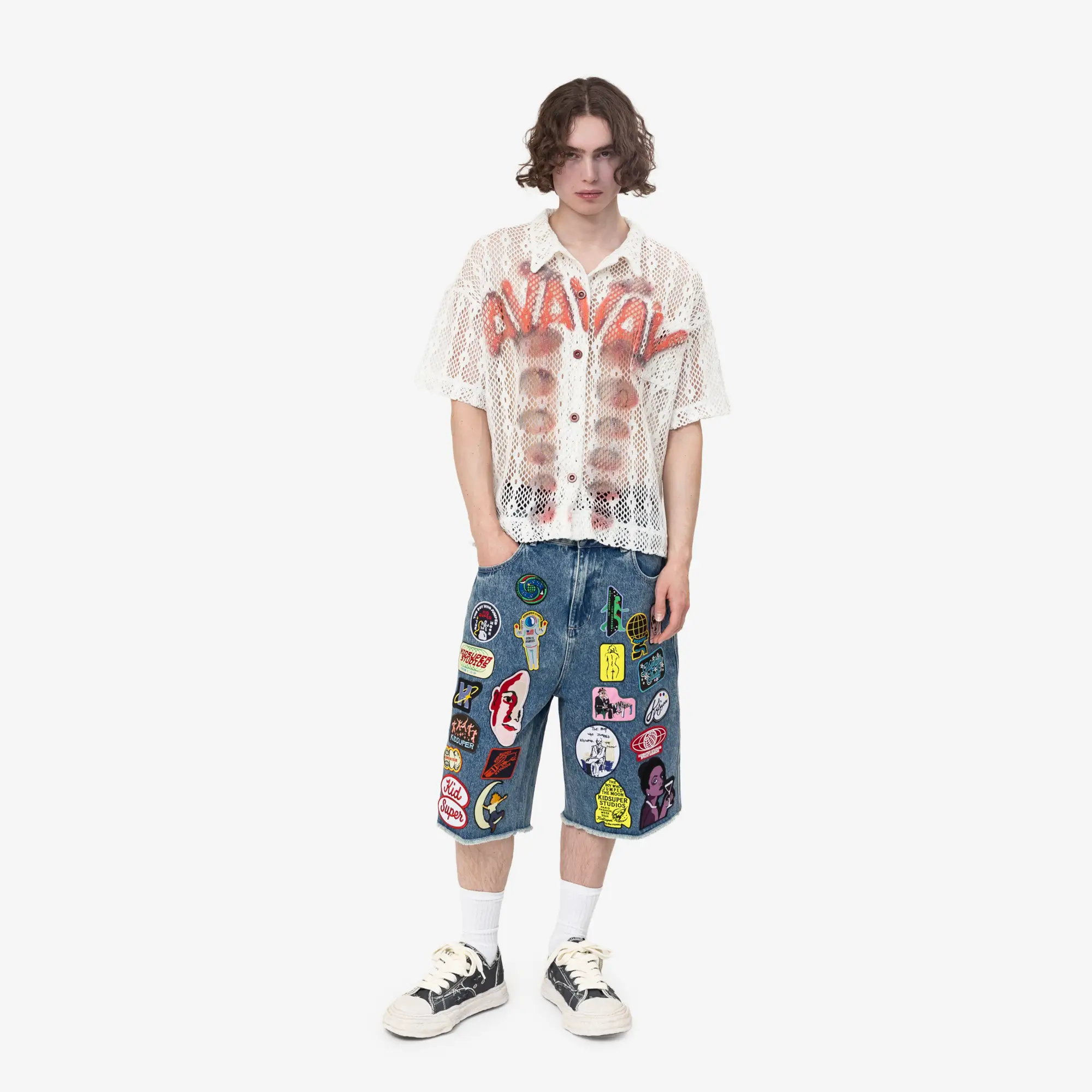 Patches Denim Long Shorts - Image 2