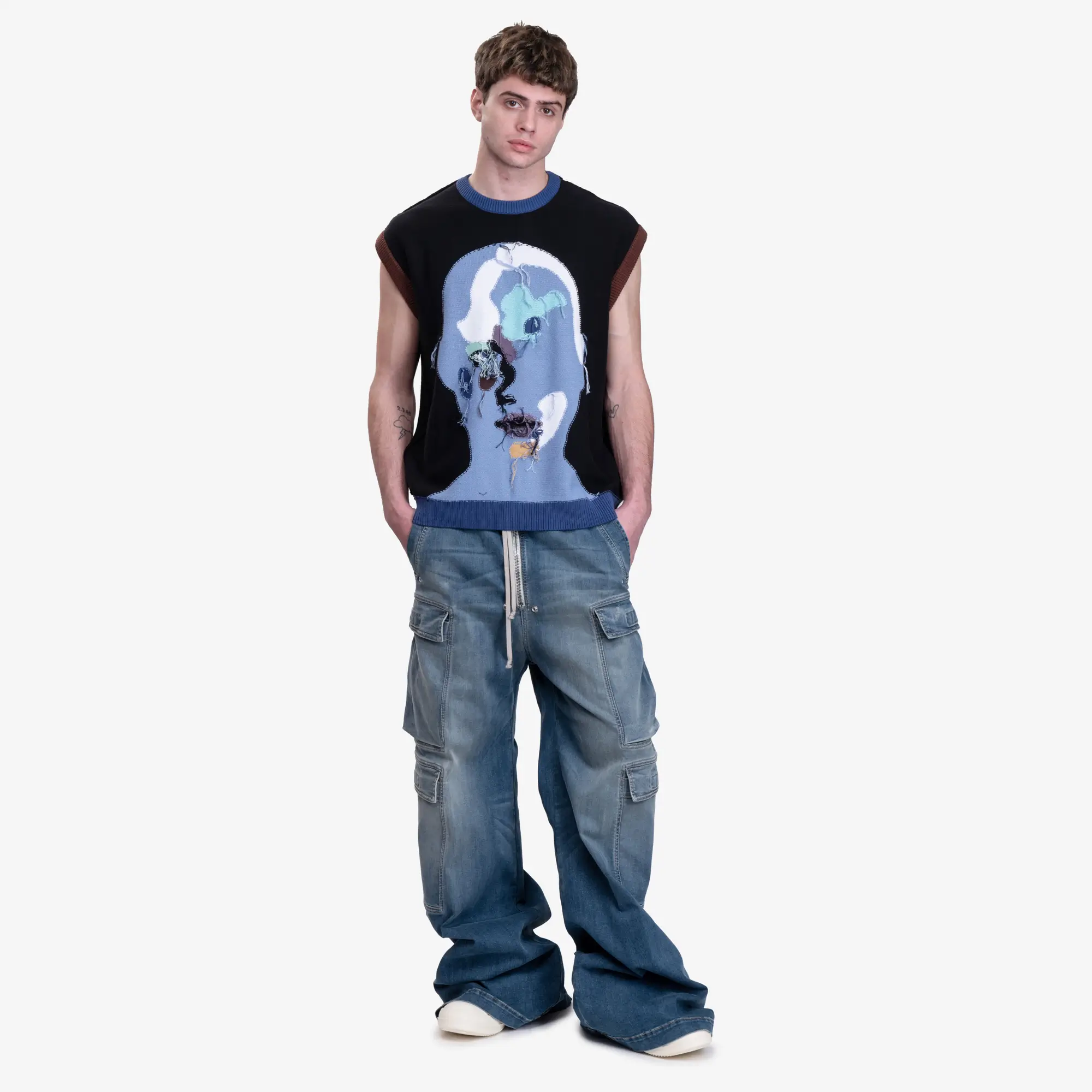 Reverse Knit Patchwork Face Vest - Image 2