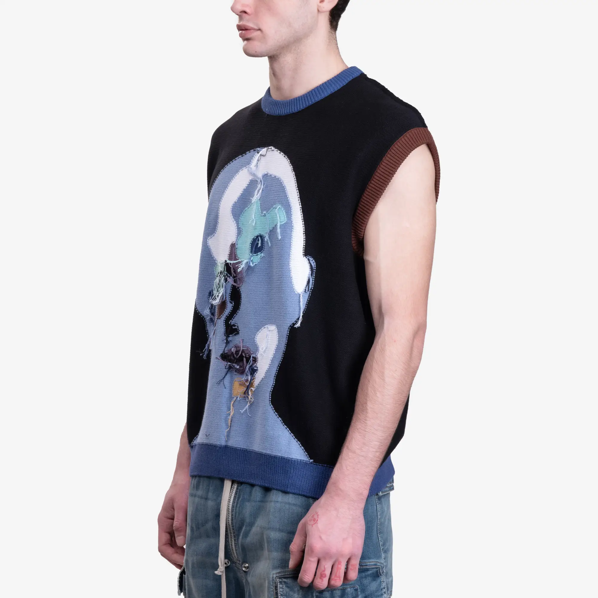Reverse Knit Patchwork Face Vest - Image 3