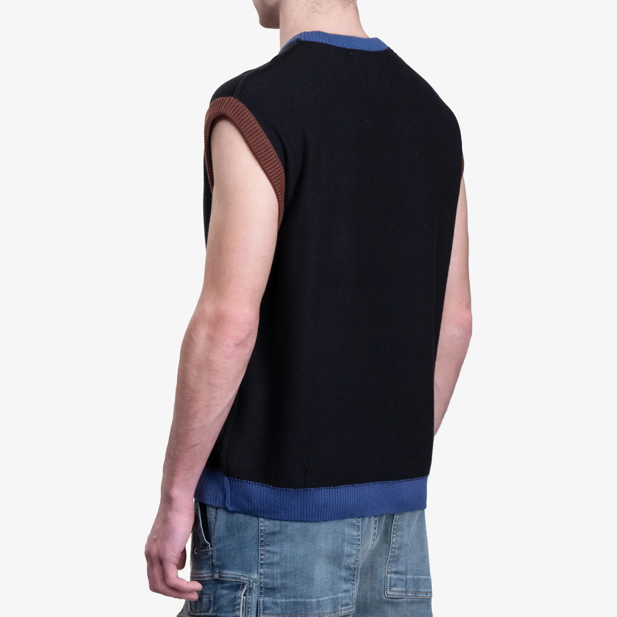 Reverse Knit Patchwork Face Vest - Image 4