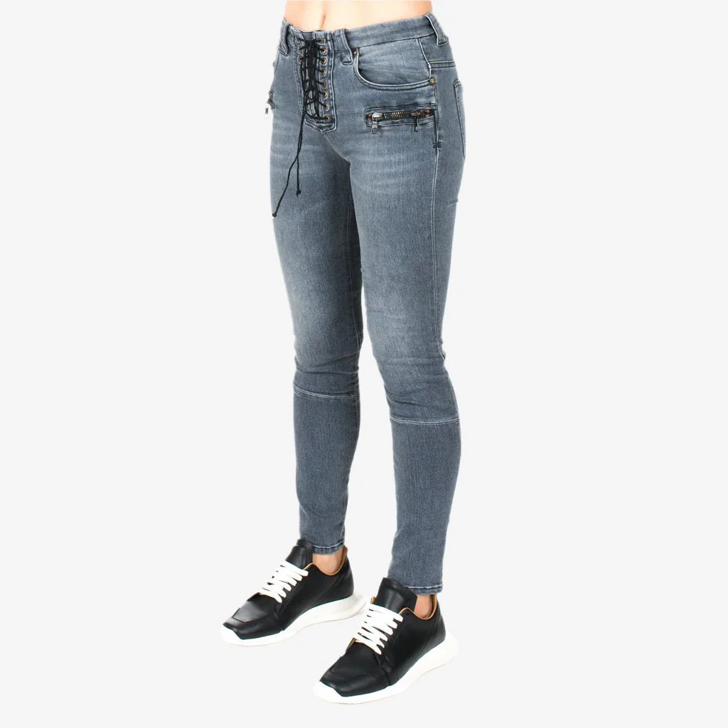 Womens Lace Up Skinny Jeans - Image 2