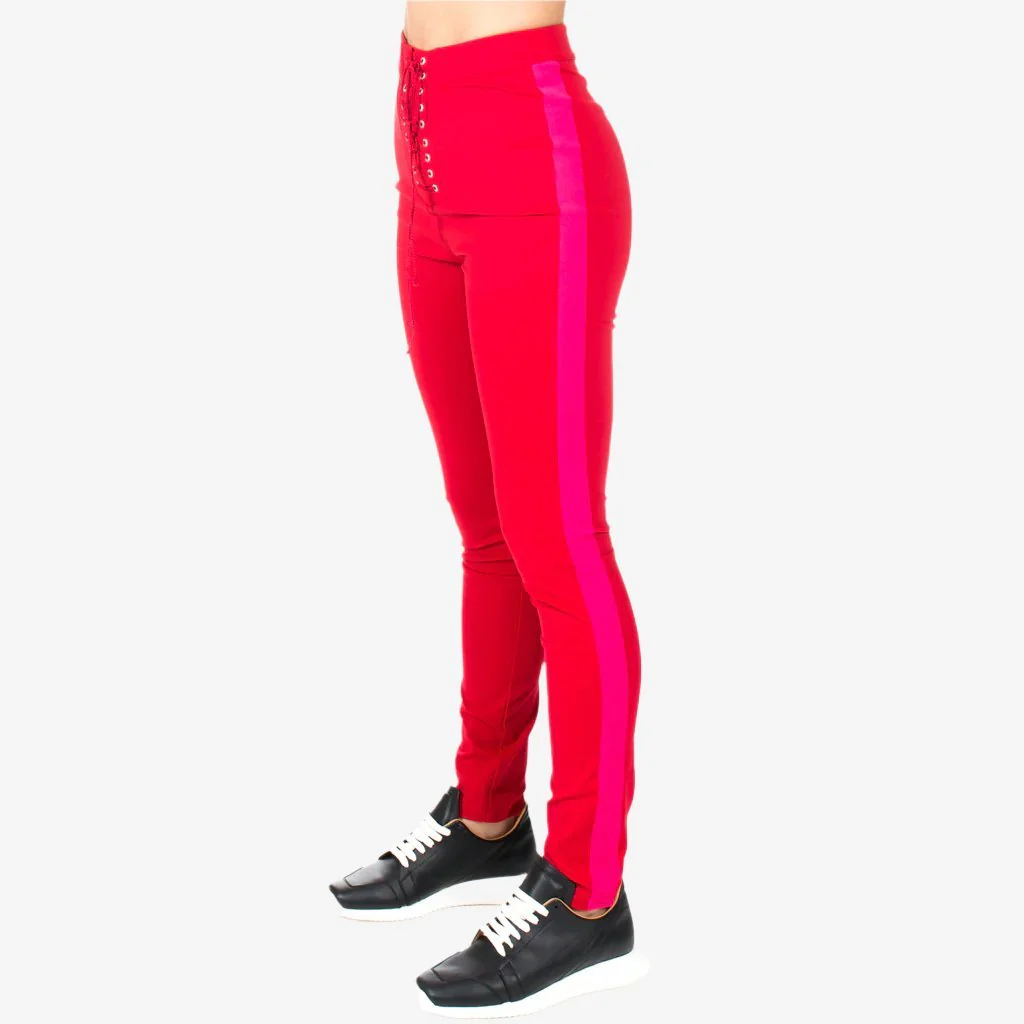 Womens Lace Up Skinny Track Pants - Image 3