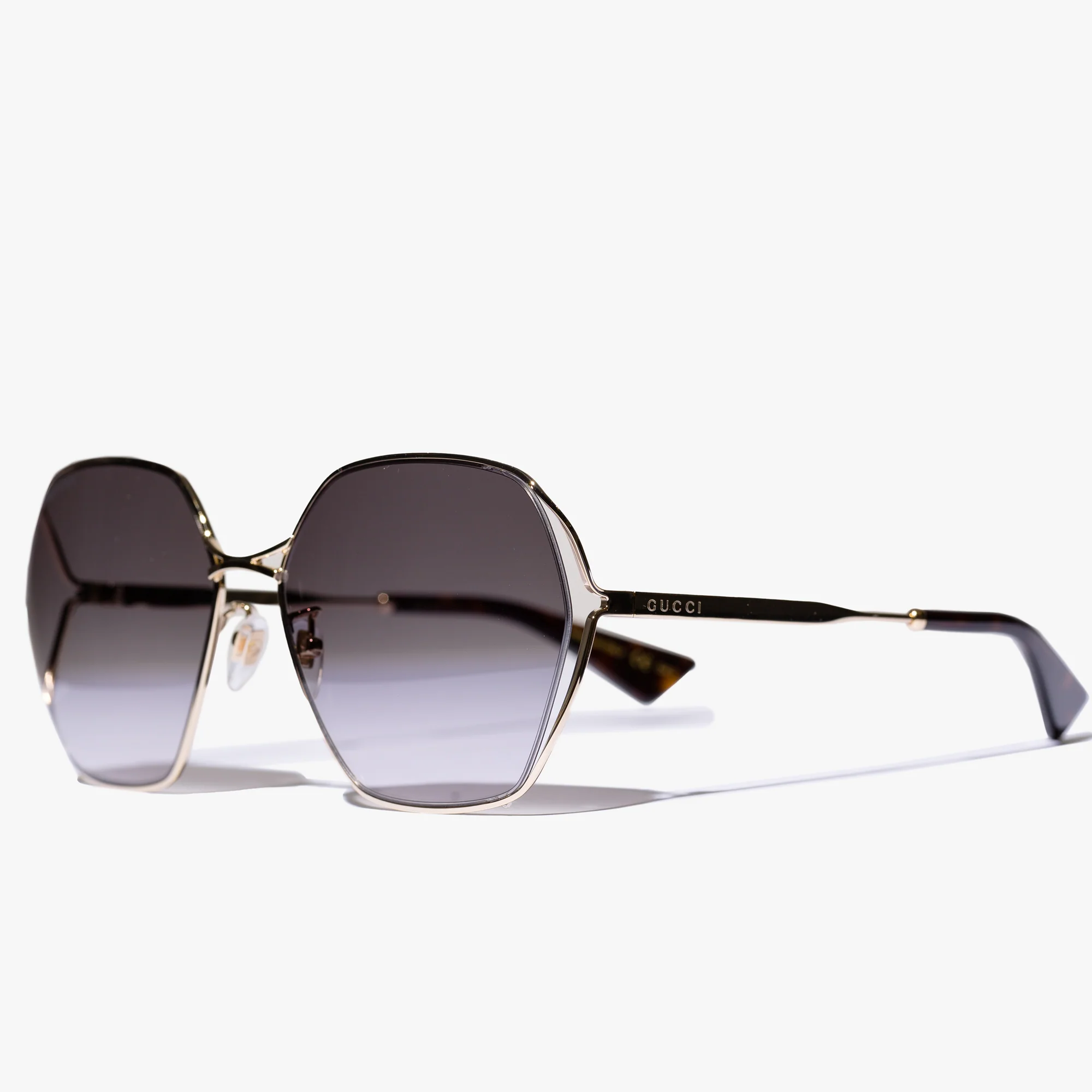 Womens Gold Square Frame Sunglasses - Image 3