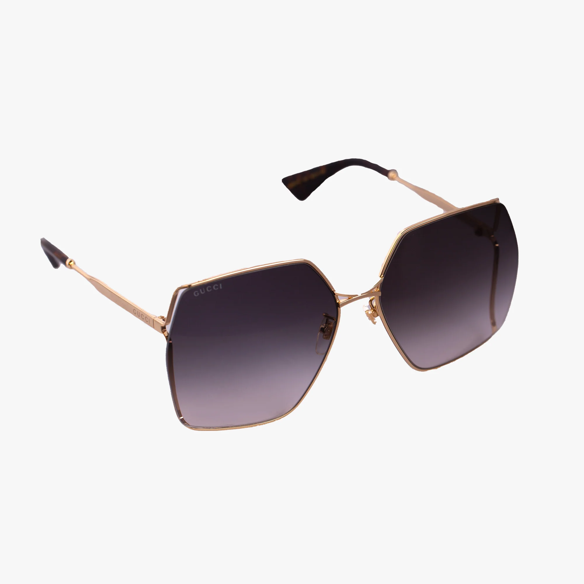 Womens Gold Square Metal Sunglasses