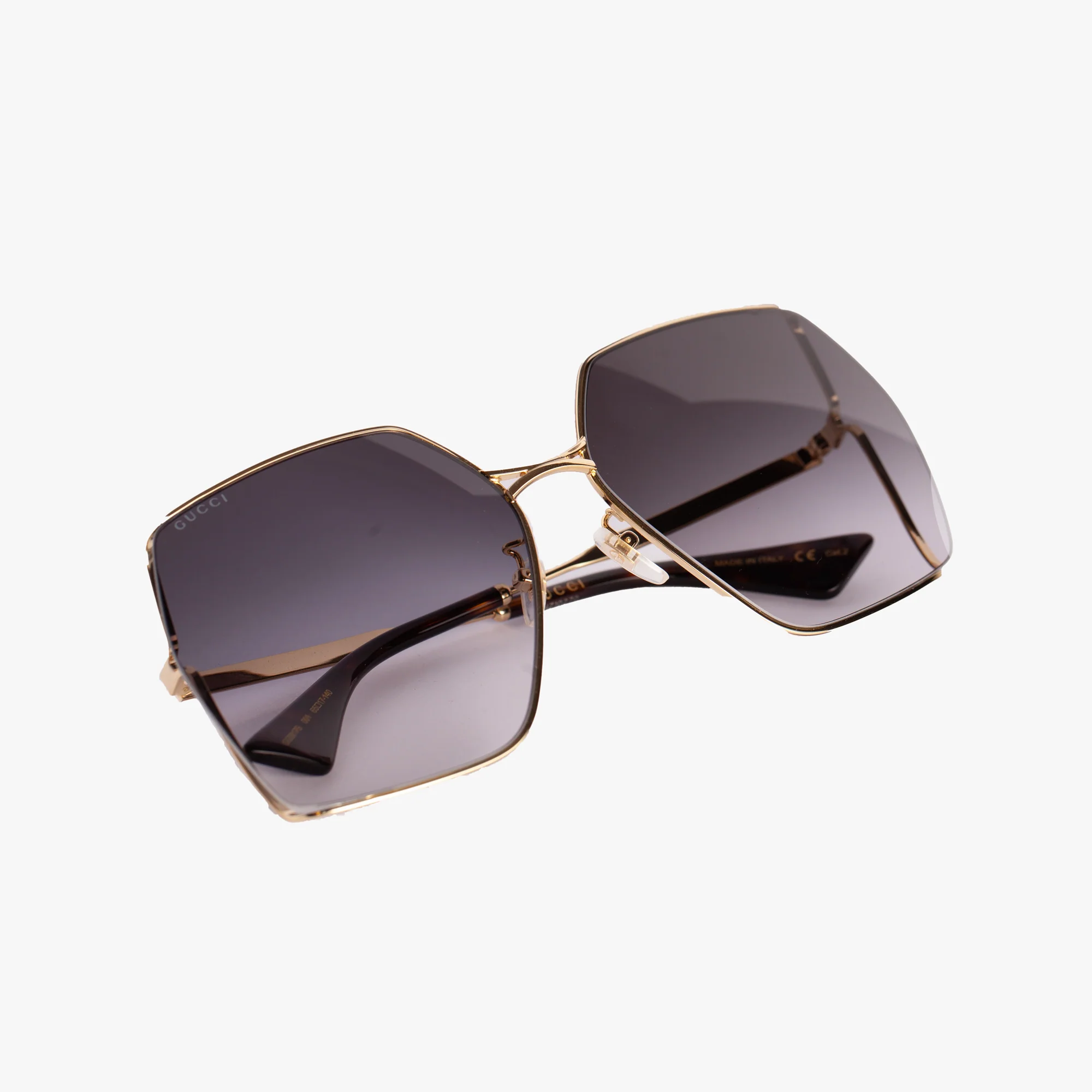 Womens Gold Square Metal Sunglasses - Image 2