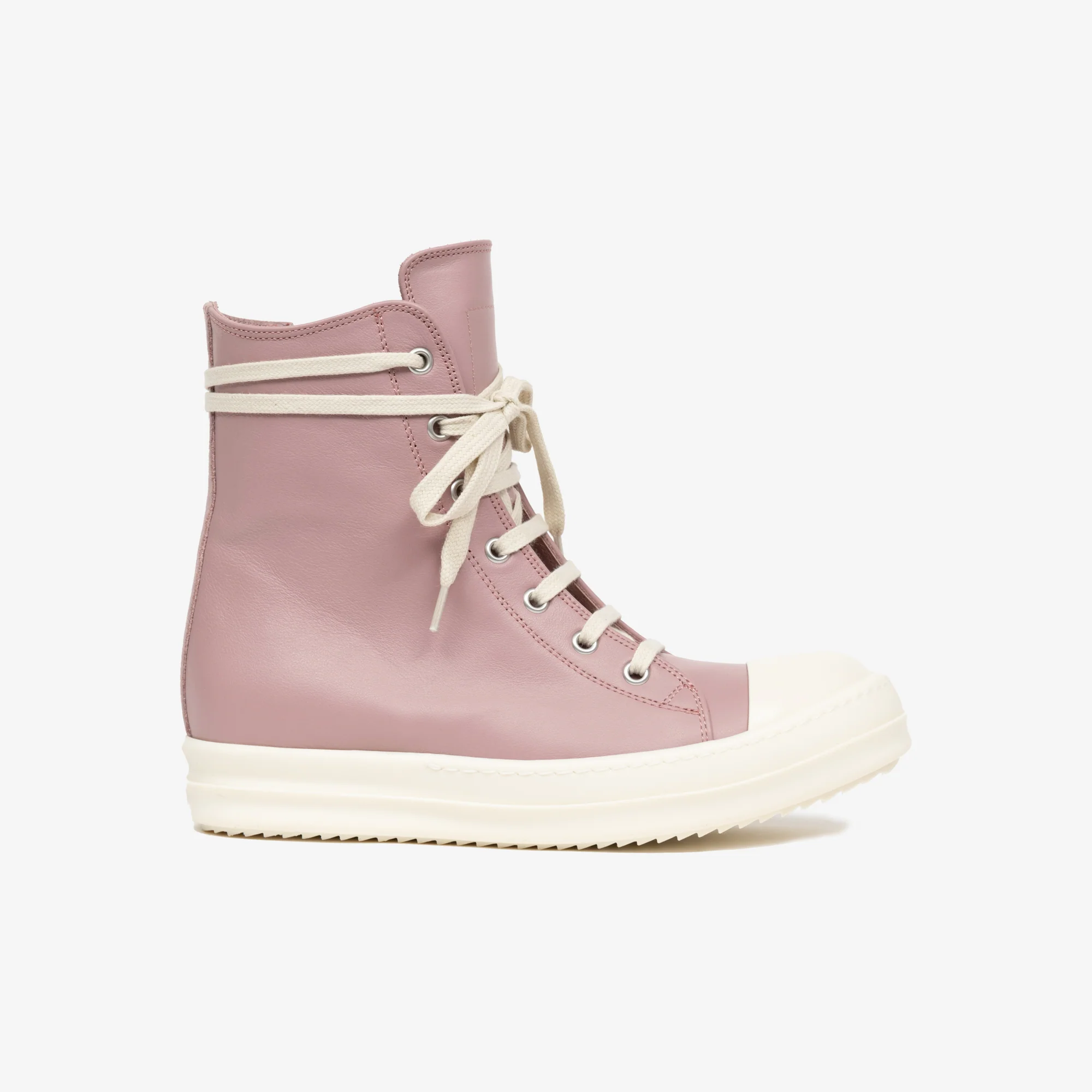 Womens Dusty Pink High-Top Leather Sneakers - Image 3