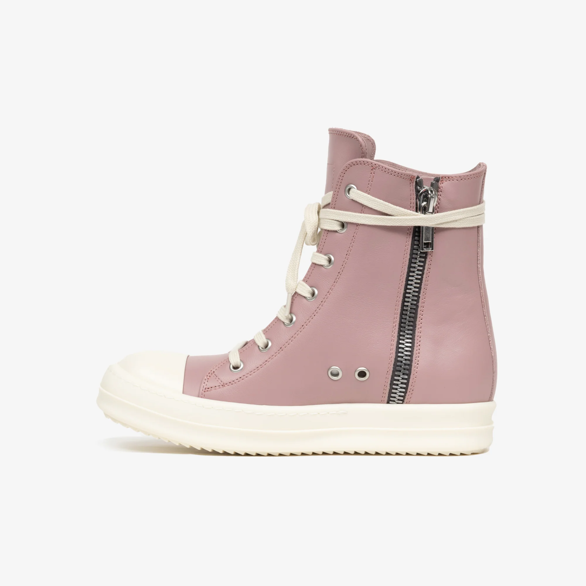 Womens Dusty Pink High-Top Leather Sneakers - Image 4