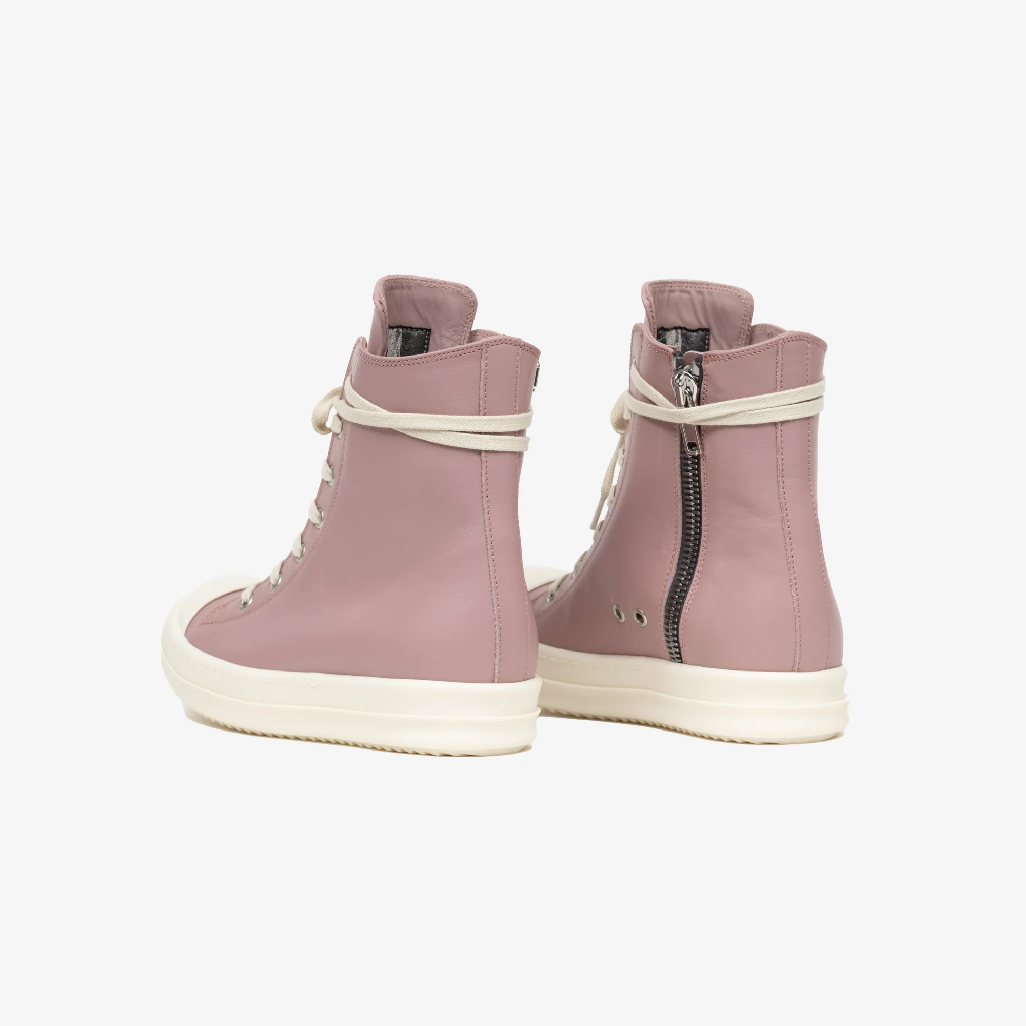 Womens Dusty Pink High-Top Leather Sneakers - Image 5