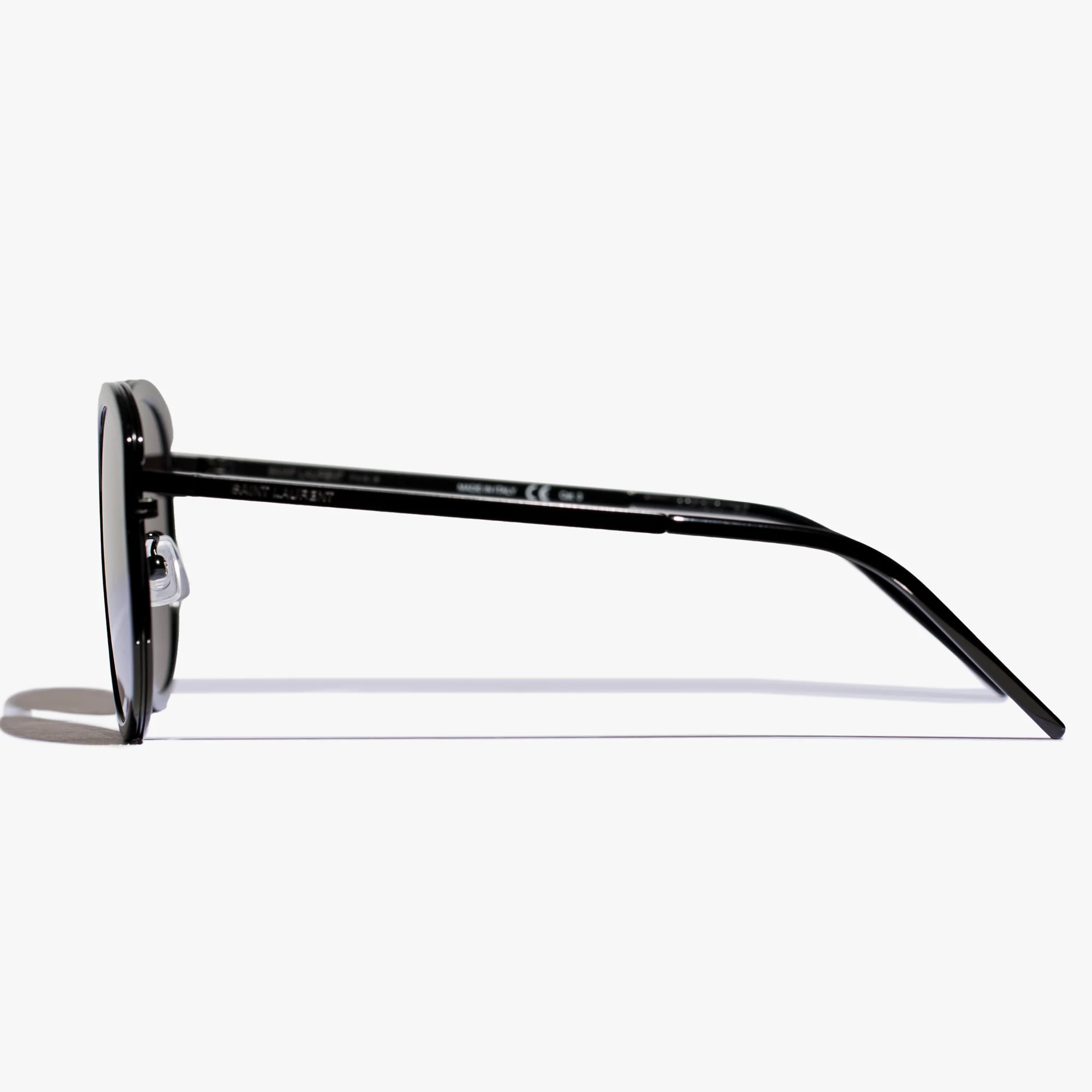 Womens Black Round Slim Sunglasses - Image 5