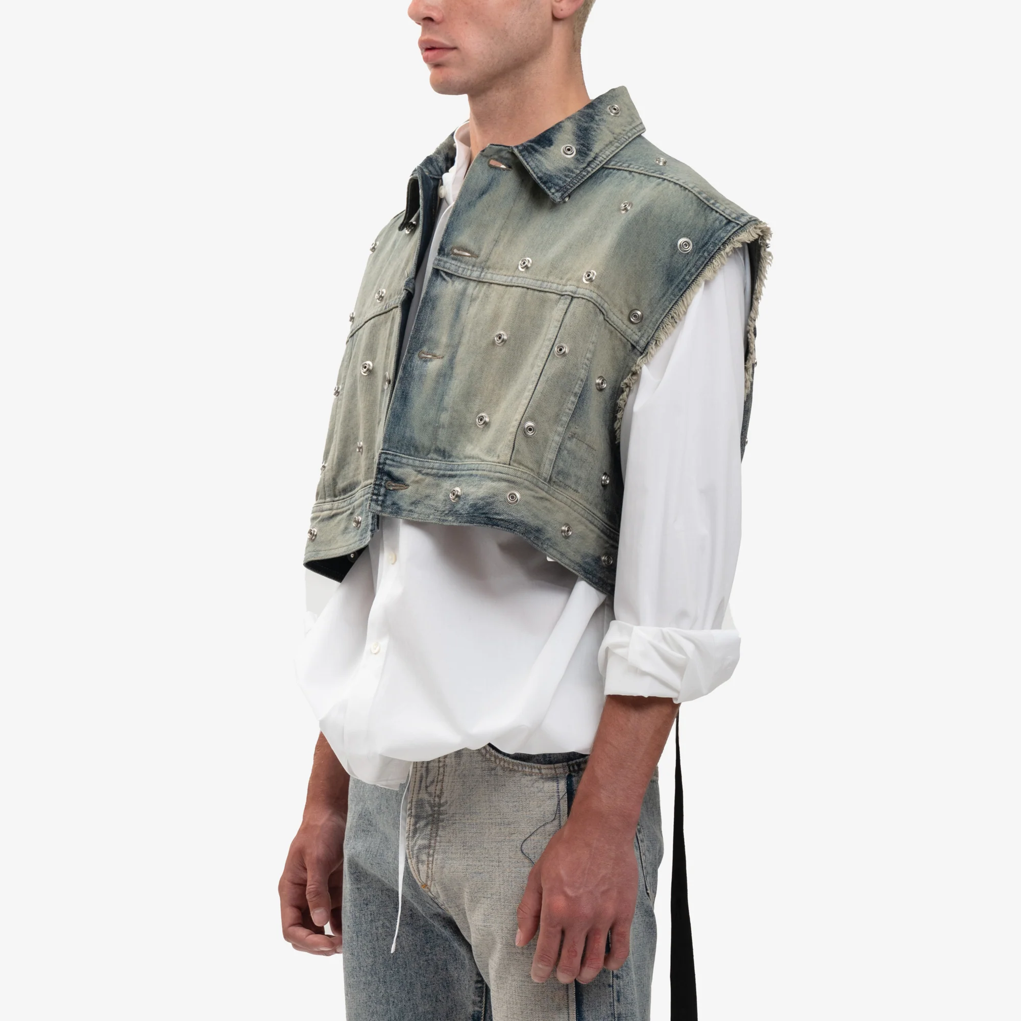 Cropped Sleeveless Jumbo Worker Jacket - Image 3