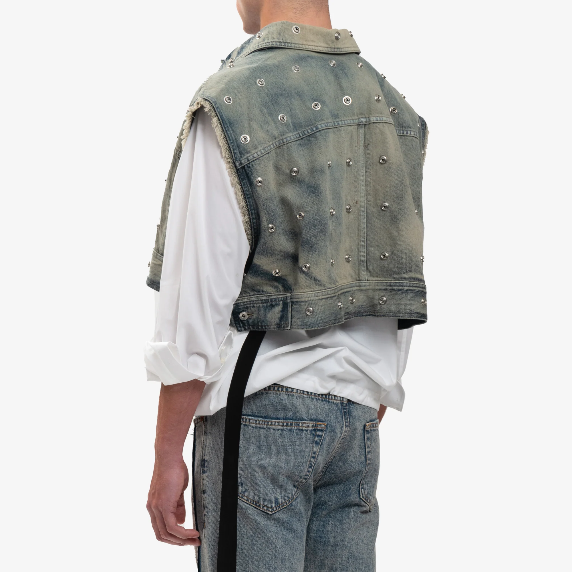 Cropped Sleeveless Jumbo Worker Jacket - Image 4