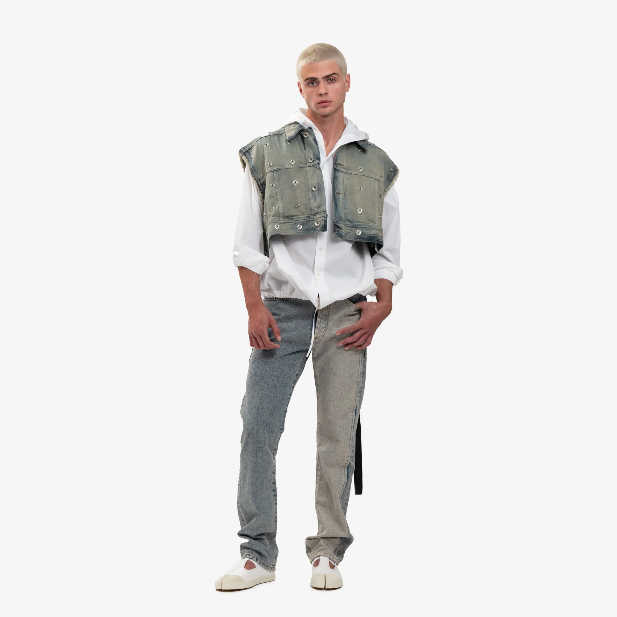 Cropped Sleeveless Jumbo Worker Jacket - Image 6
