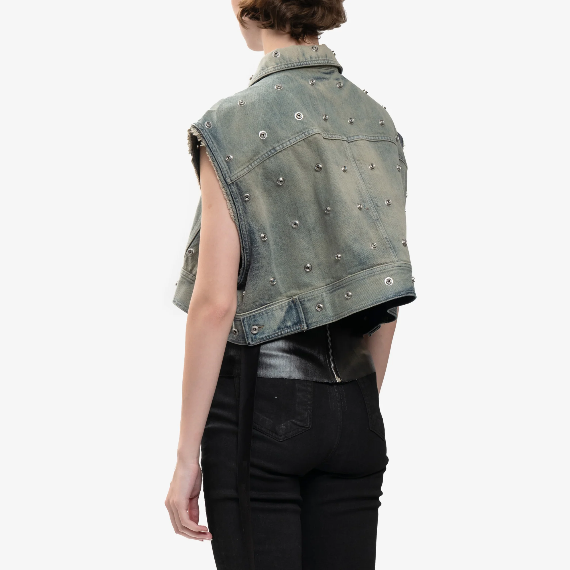 Cropped Sleeveless Jumbo Worker Jacket - Image 9