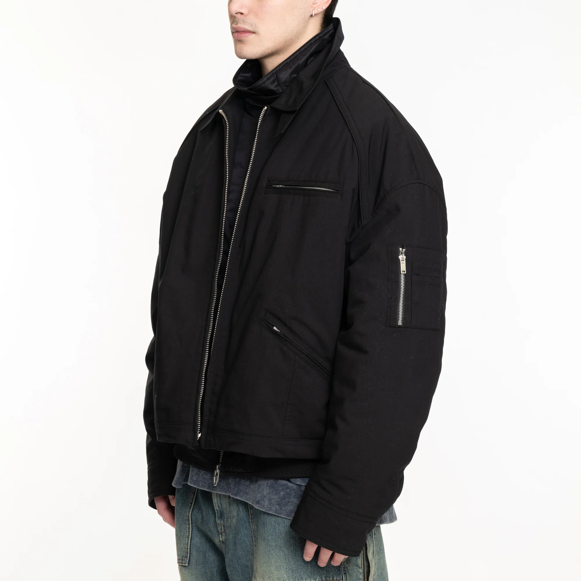 Layered Short Bomber Jacket - Image 3