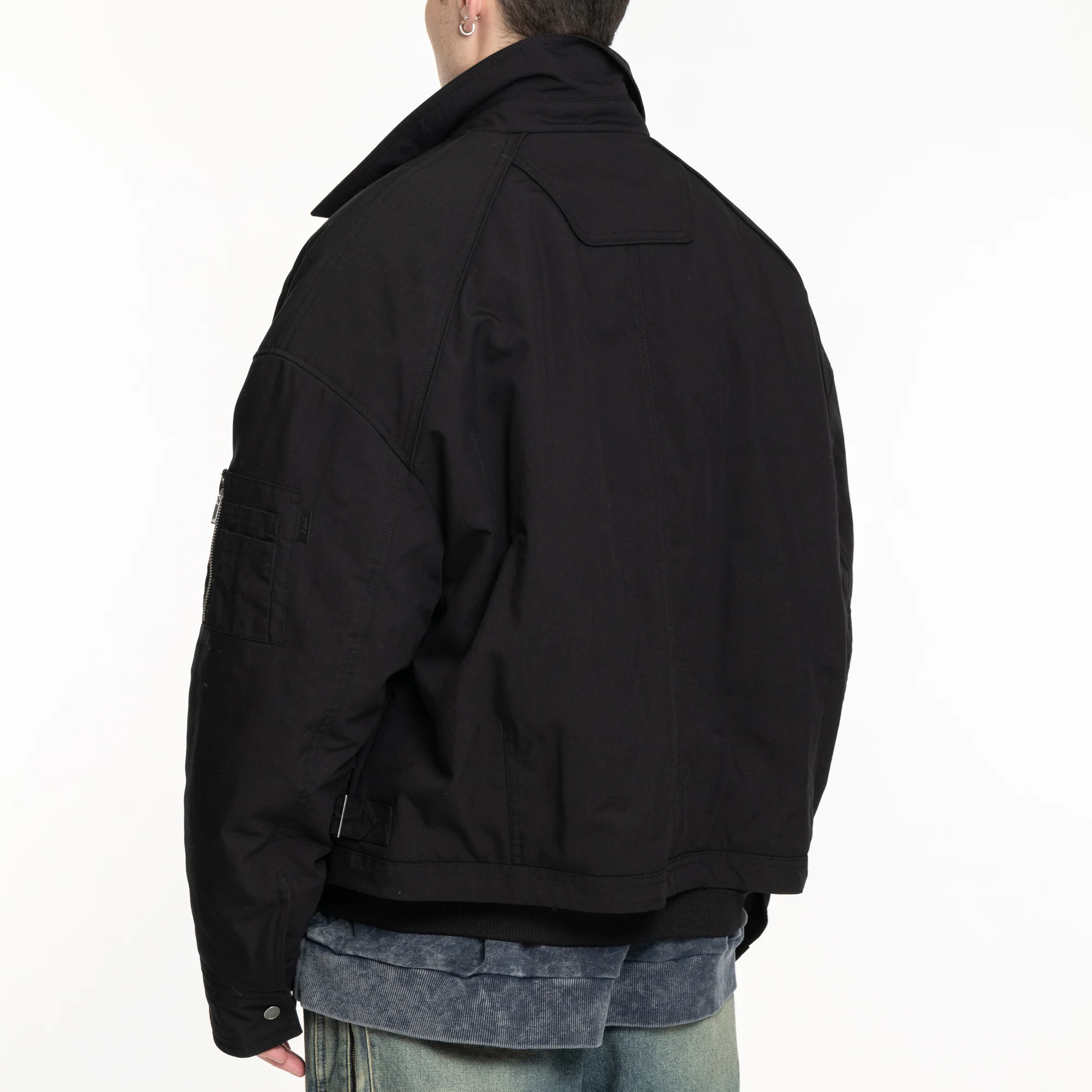 Layered Short Bomber Jacket - Image 4