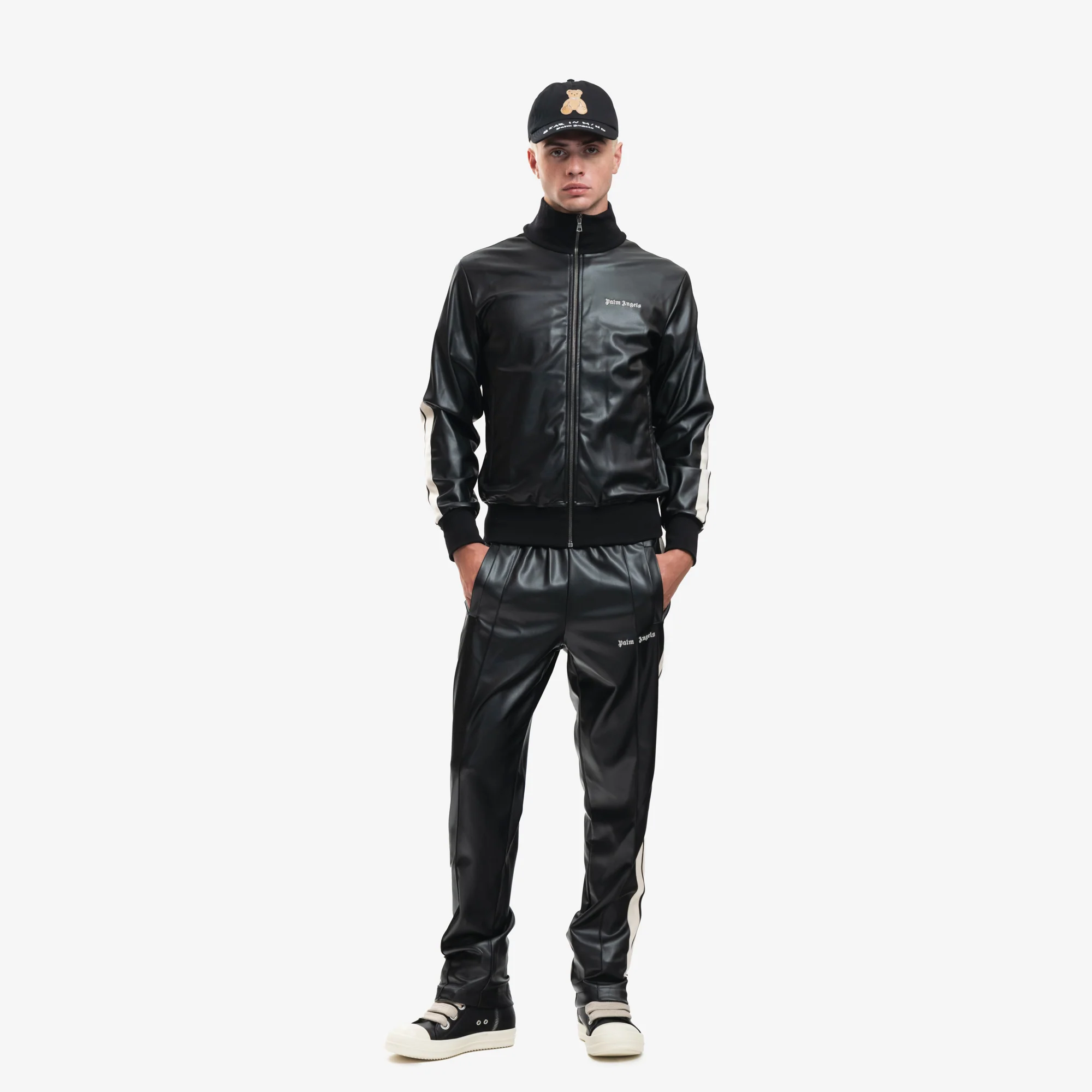 Leather Effect Track Jacket - Image 2