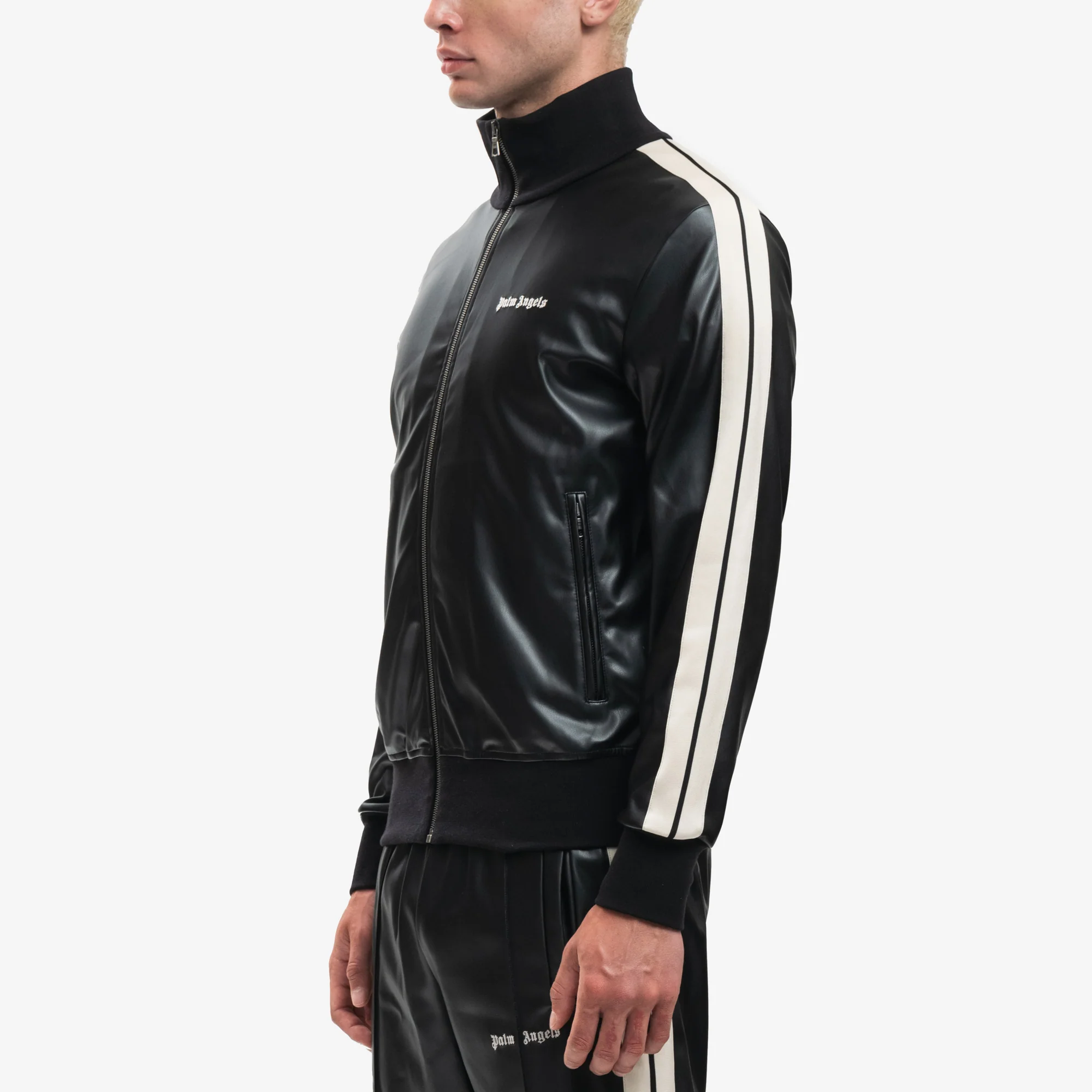 Leather Effect Track Jacket - Image 3
