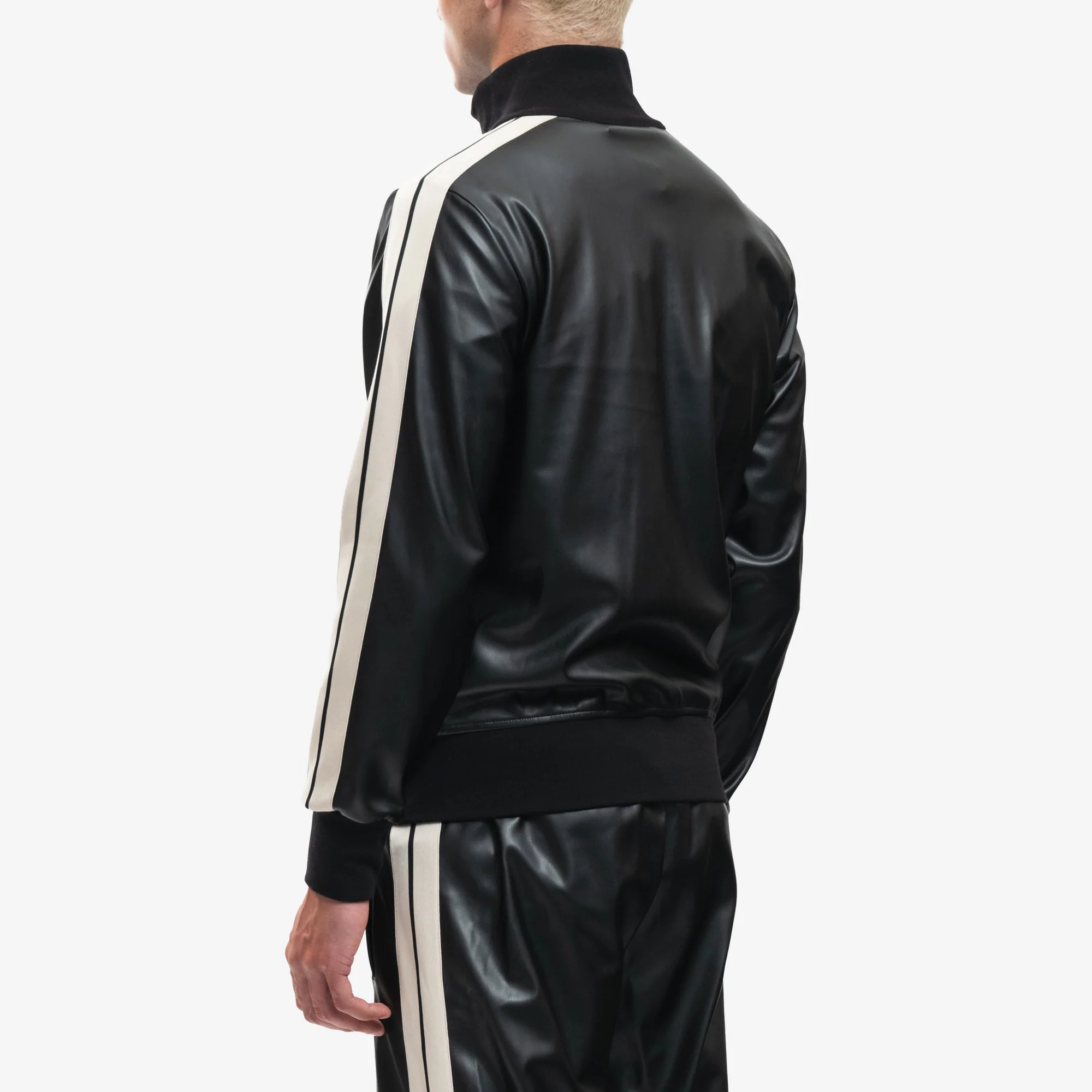 Leather Effect Track Jacket - Image 4