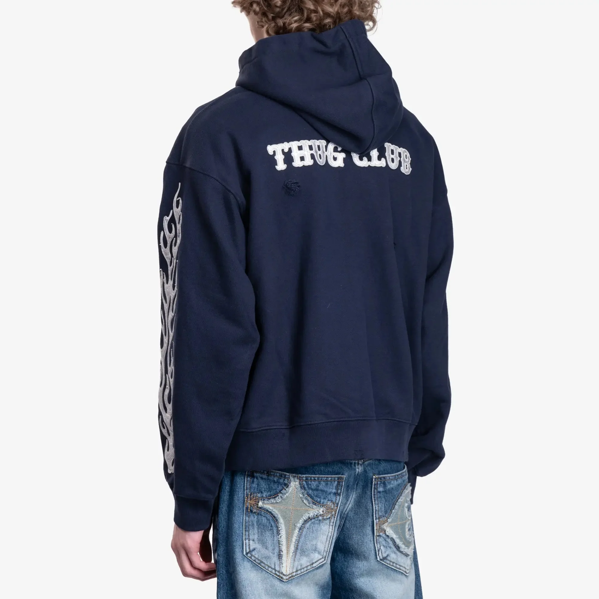 Leather Flame Zip Hoody - Image 4