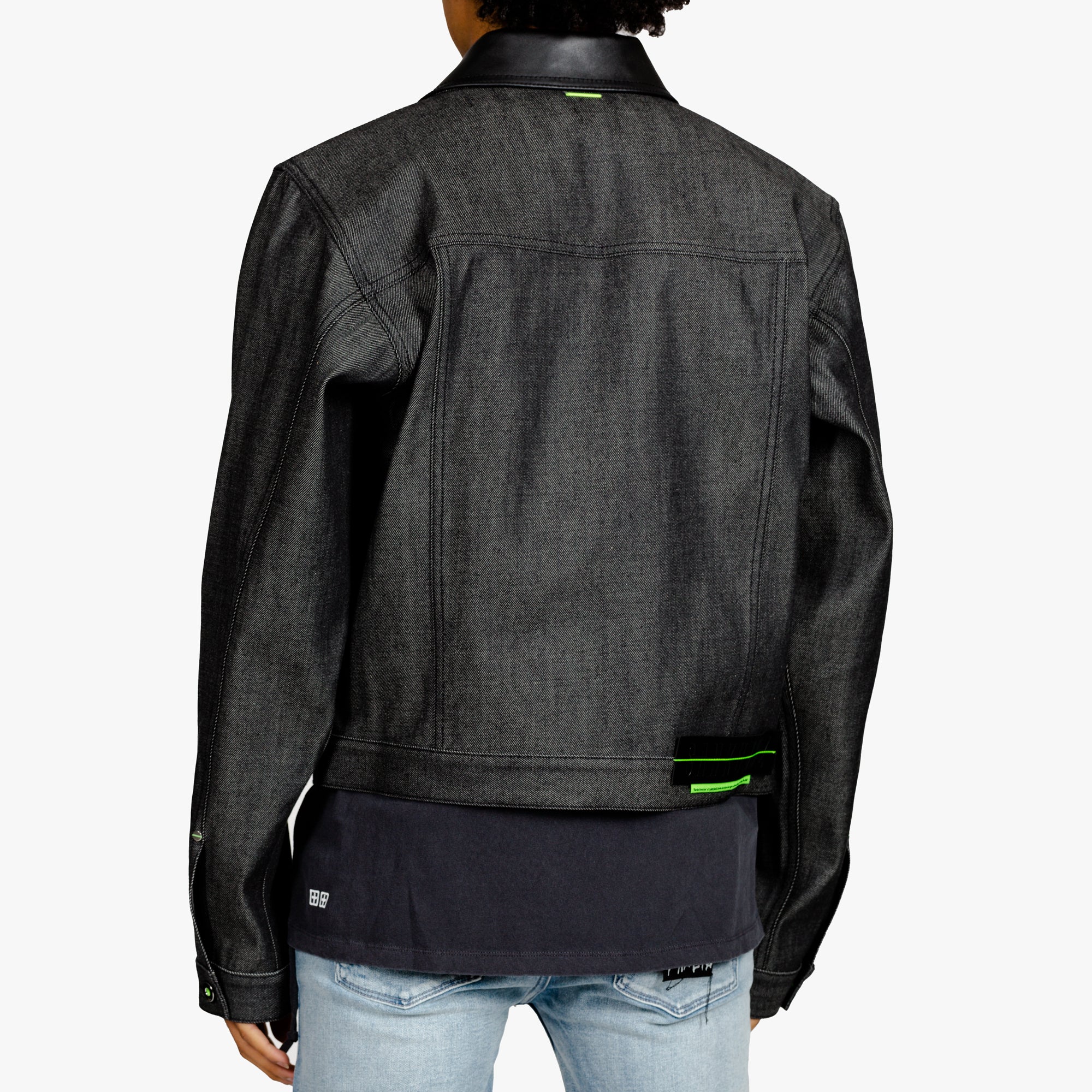 Leather Trim Denim Jacket - Image 3