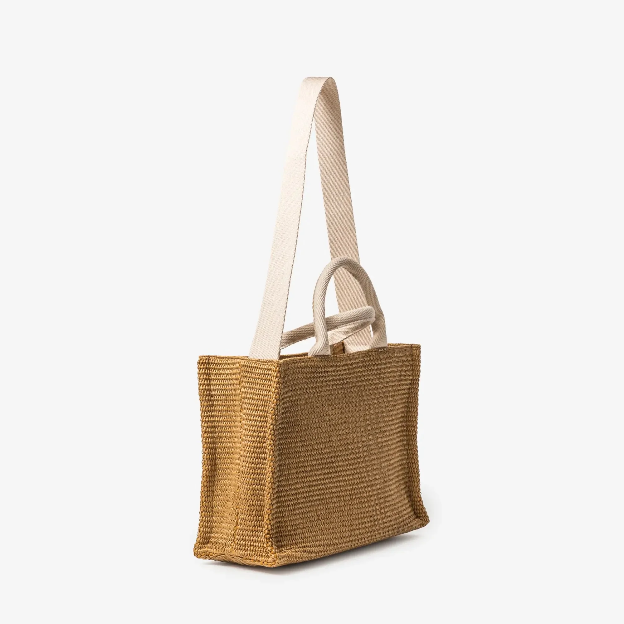 Raffia-Effect East-West Small Tote Bag - Image 4