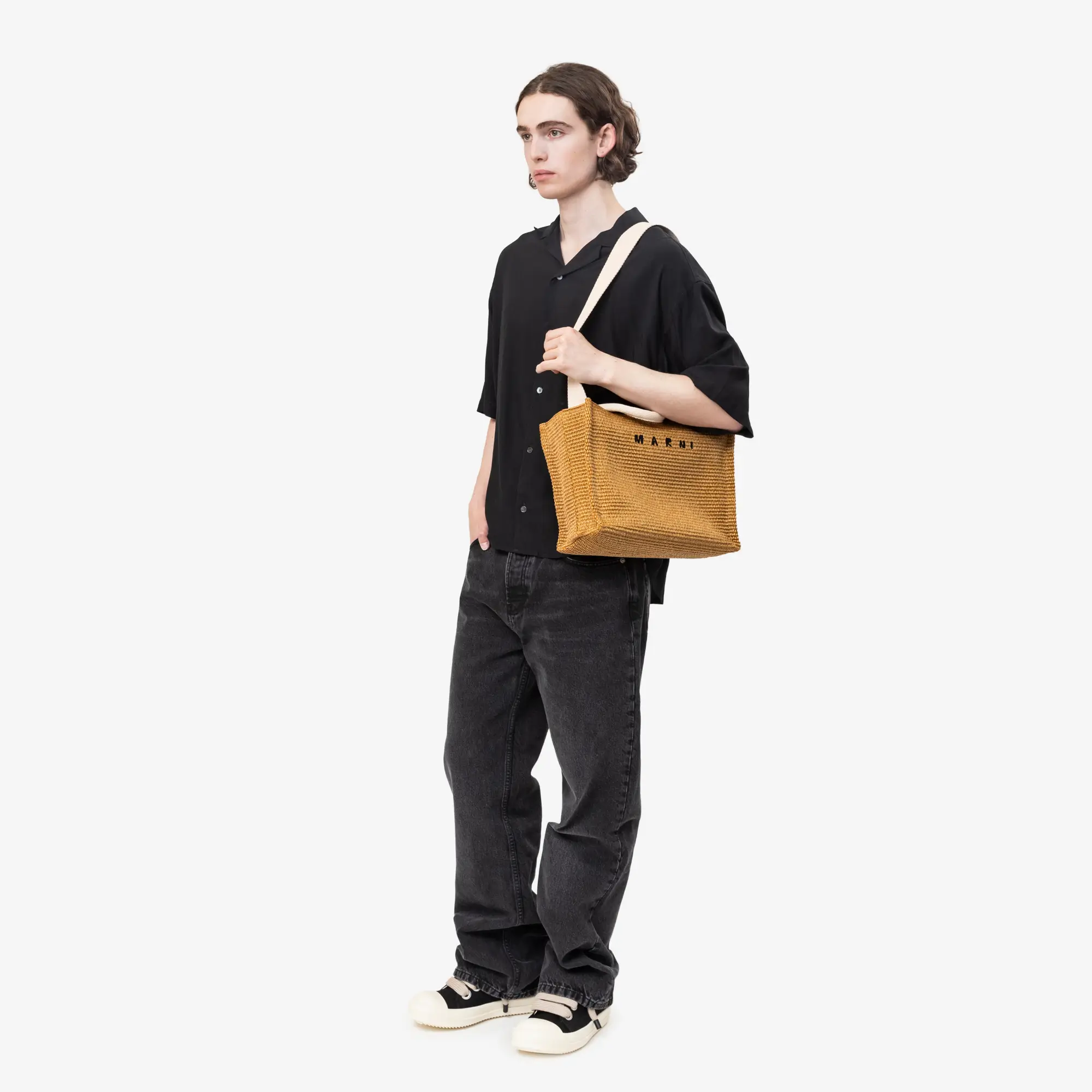 Raffia-Effect East-West Small Tote Bag - Image 5