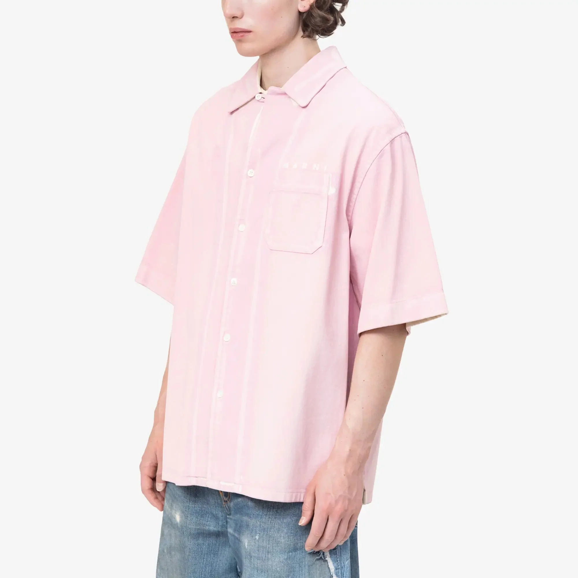 Screen Printed Light Denim SS Shirt - Image 3