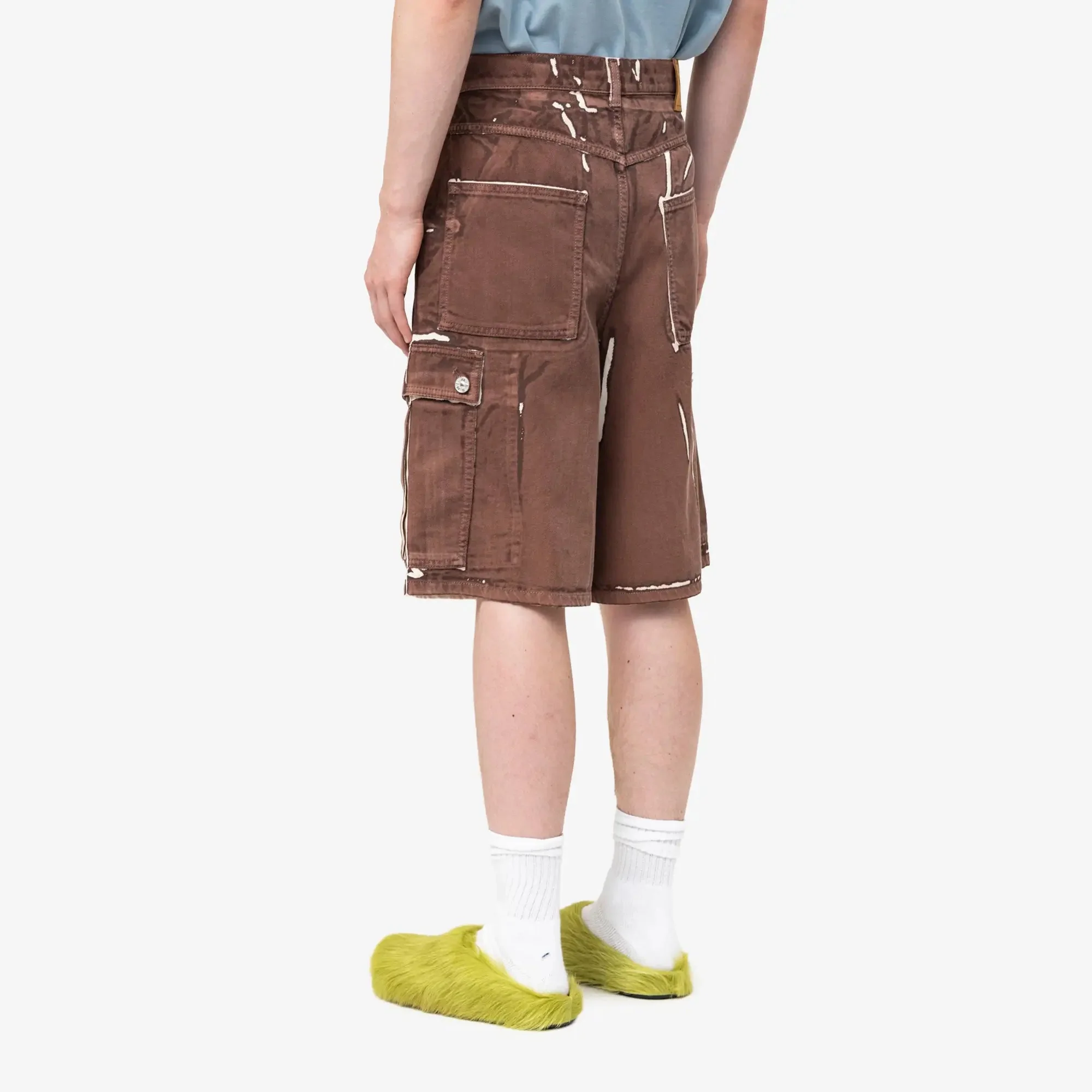Screen Printed Denim Cargo Shorts - Image 4