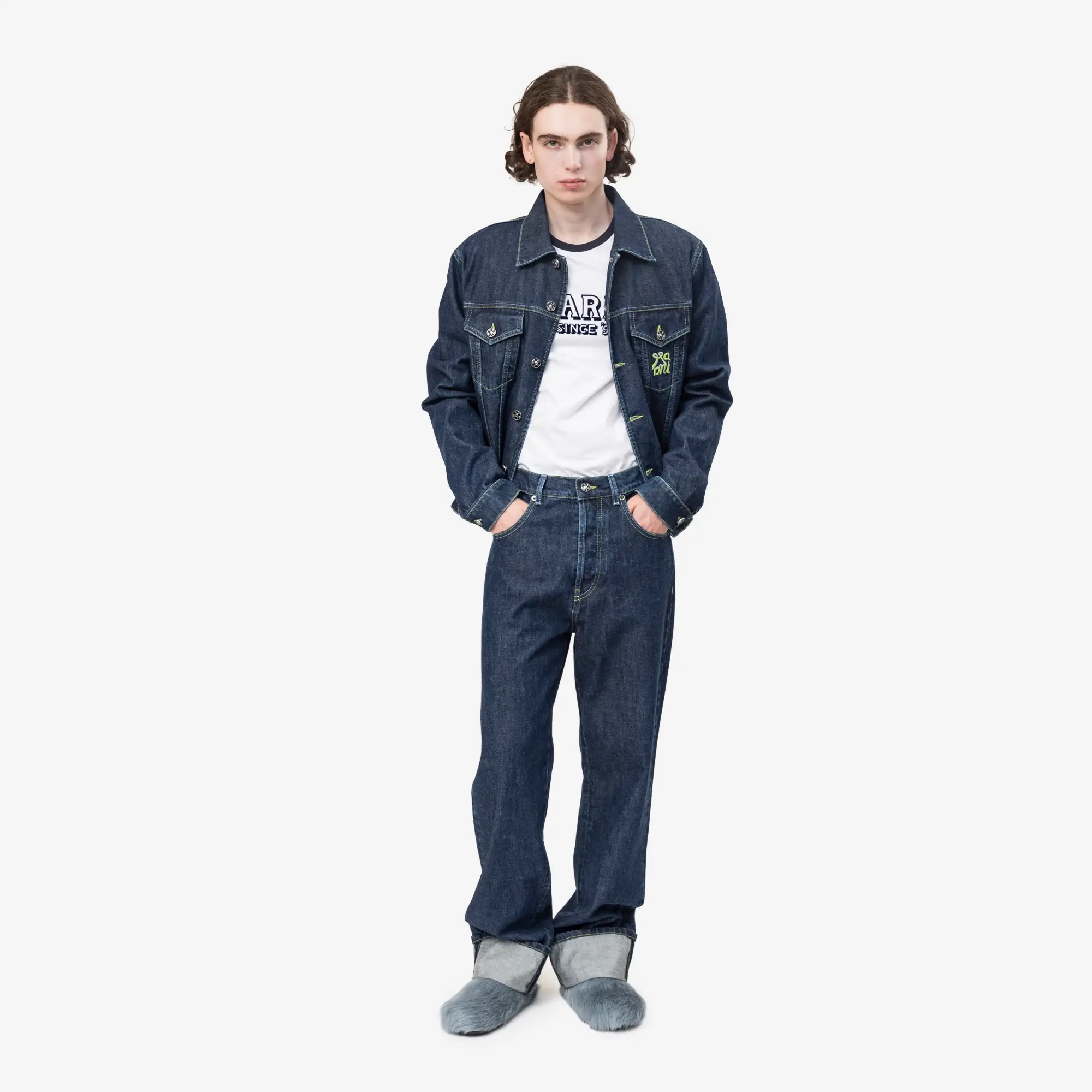 Unwashed Blue Denim Jeans - Image 2