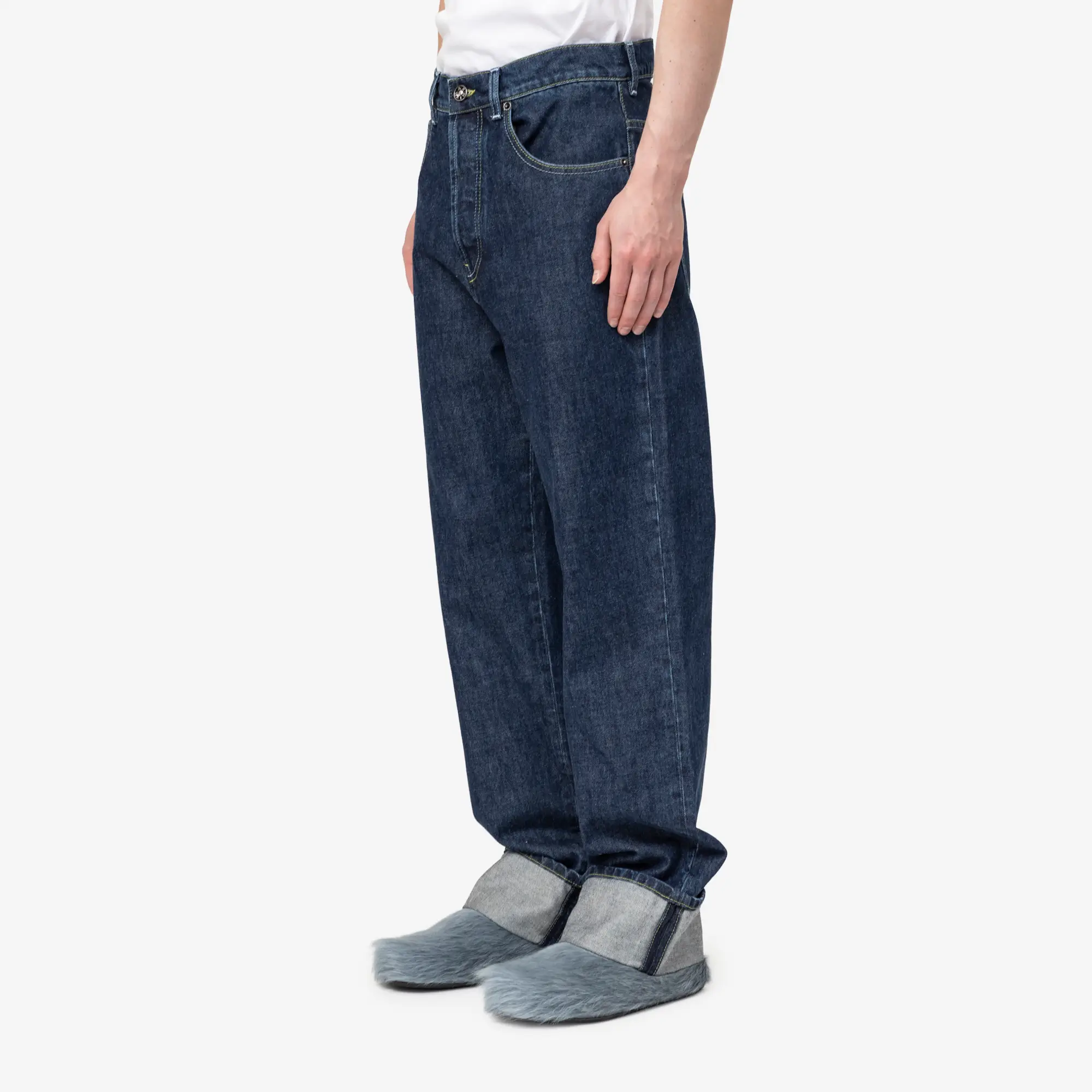 Unwashed Blue Denim Jeans - Image 3