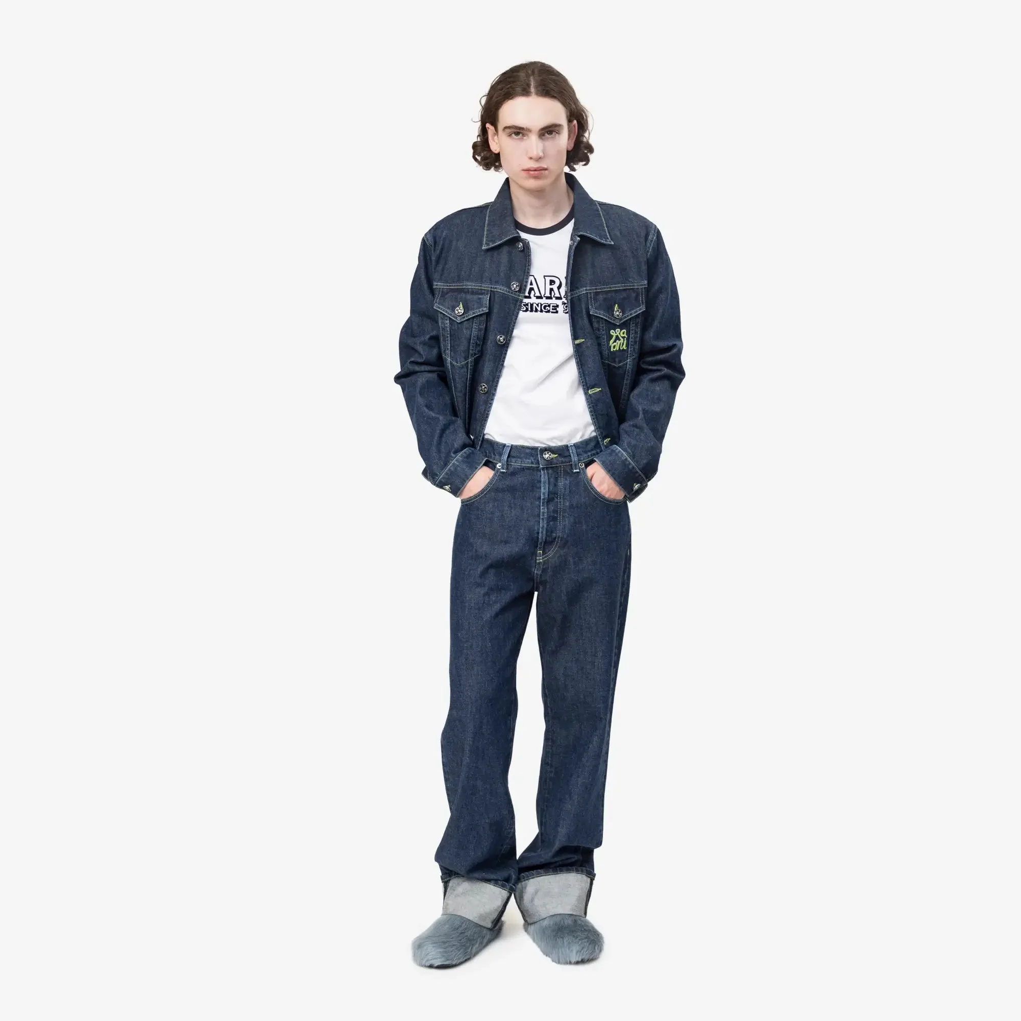 Unwashed Blue Denim Trucker Jacket - Image 2