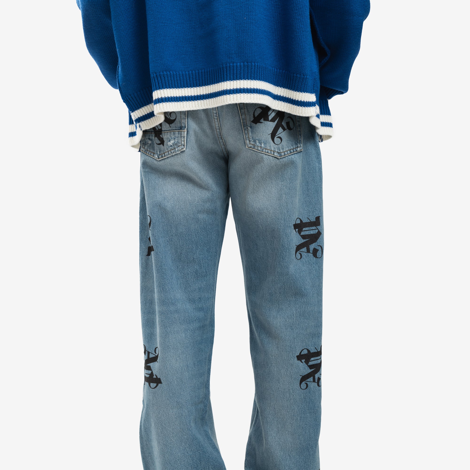 Med Wash Monogram Series Loose Jeans - Image 6