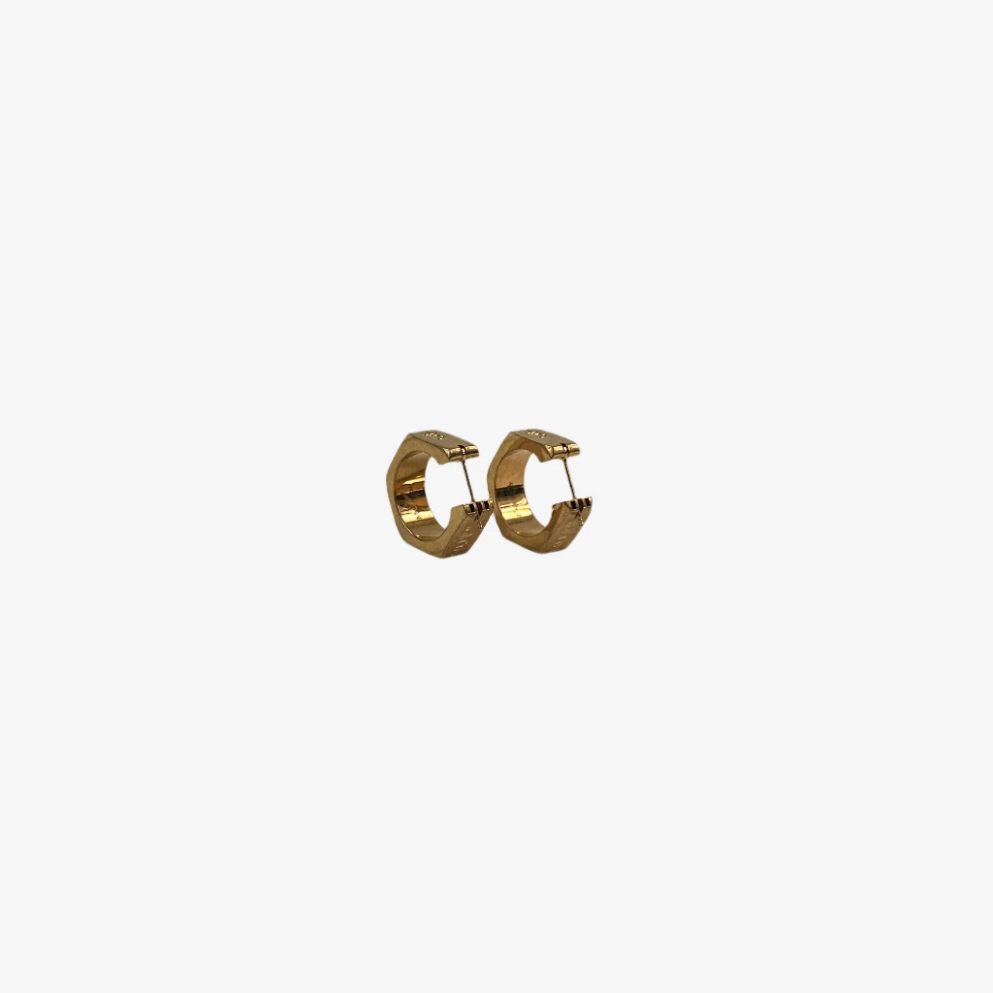 Medium Hexnut Gold Earrings - Image 3