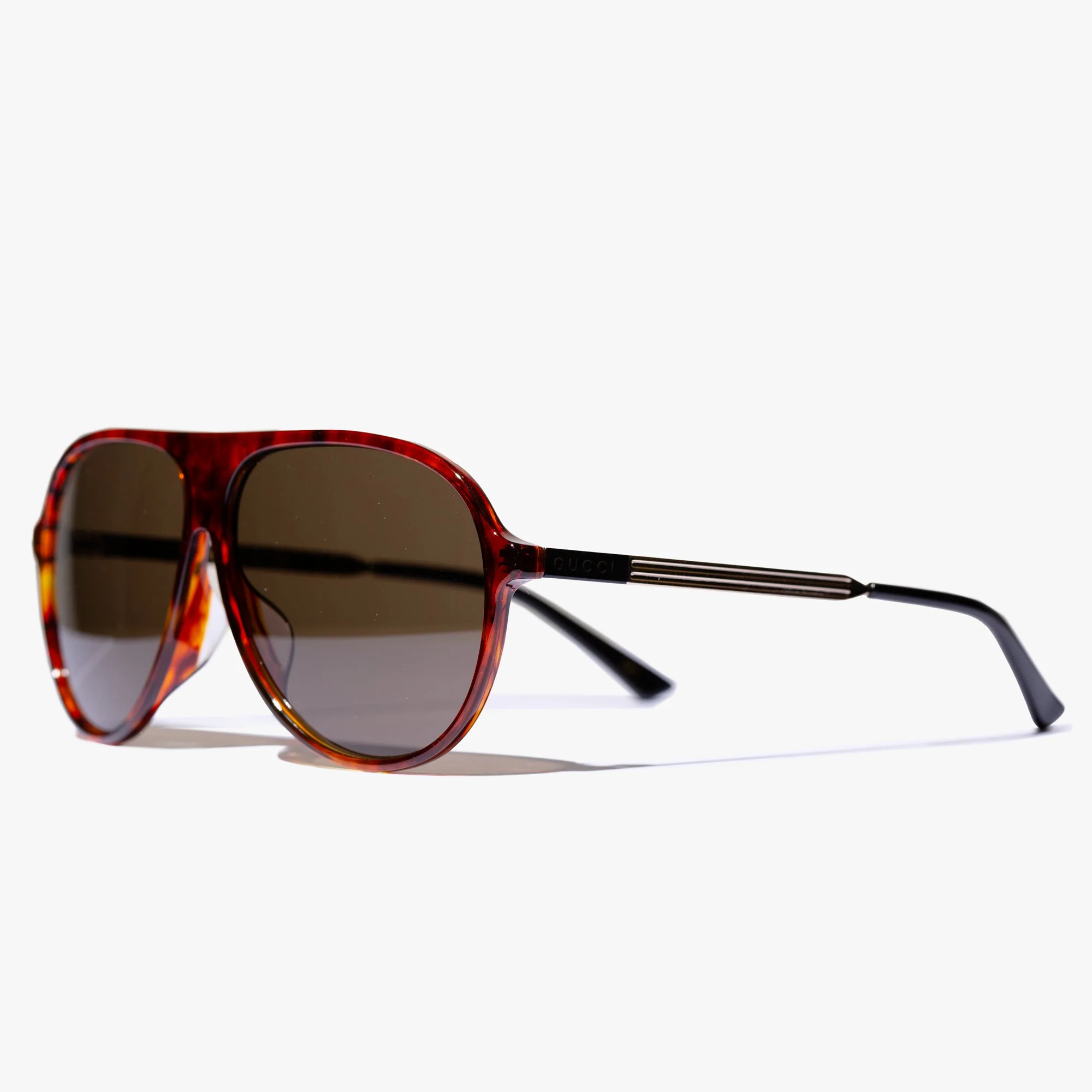 Mens Havana Aviator Frame Sunglasses - Image 2