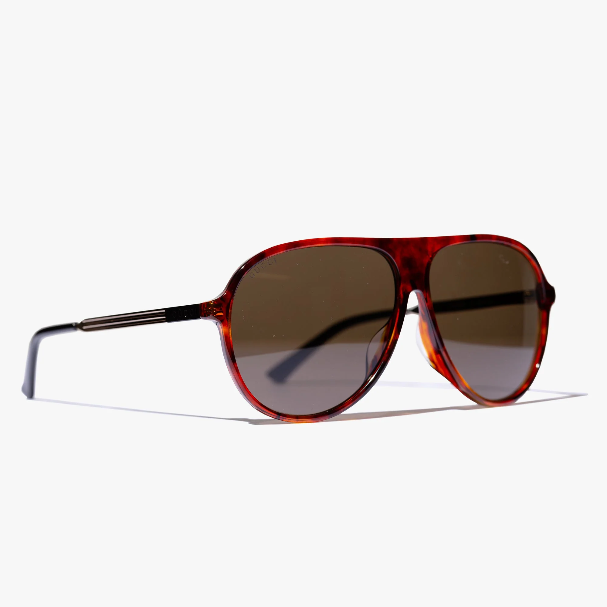 Mens Havana Aviator Frame Sunglasses - Image 4