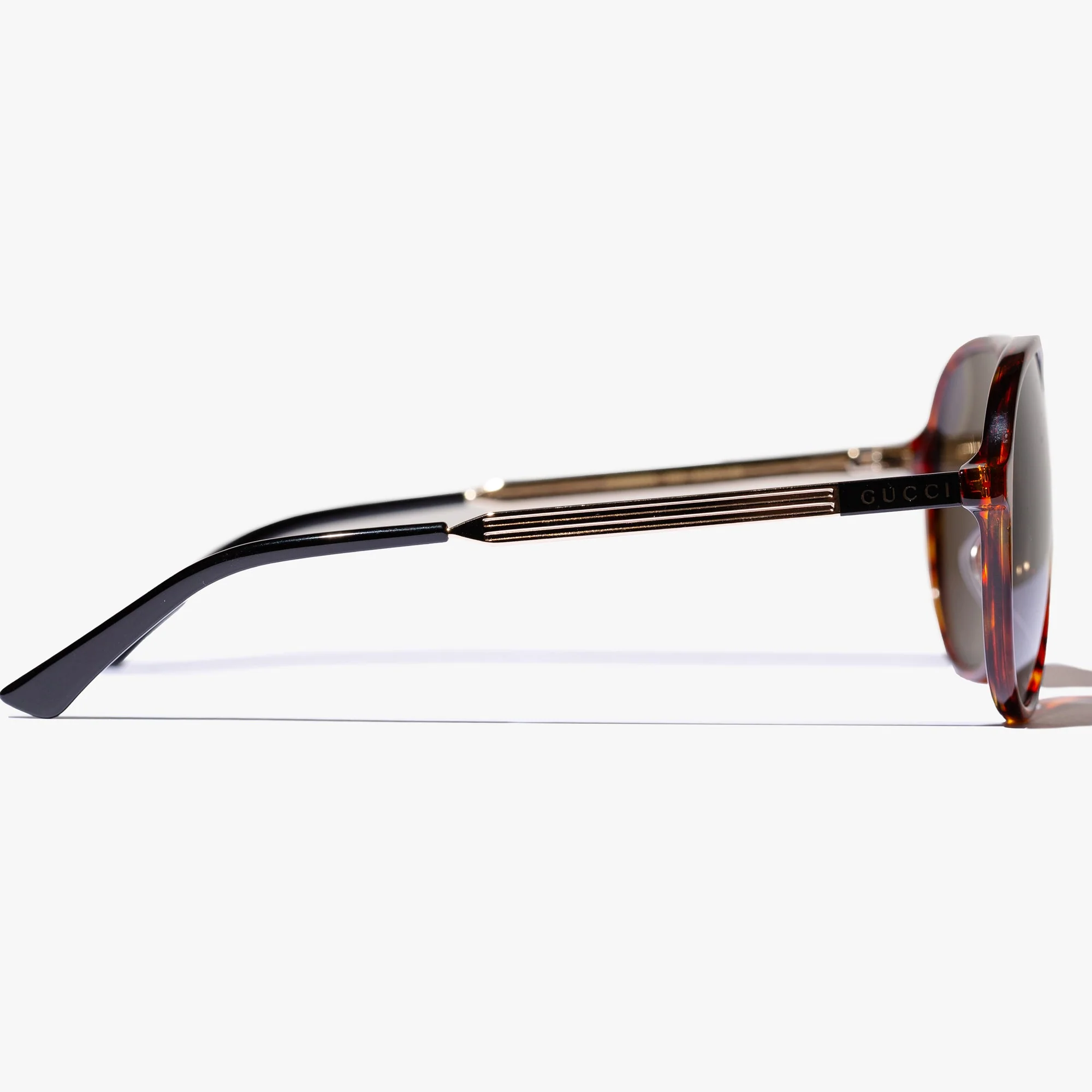 Mens Havana Aviator Frame Sunglasses - Image 5