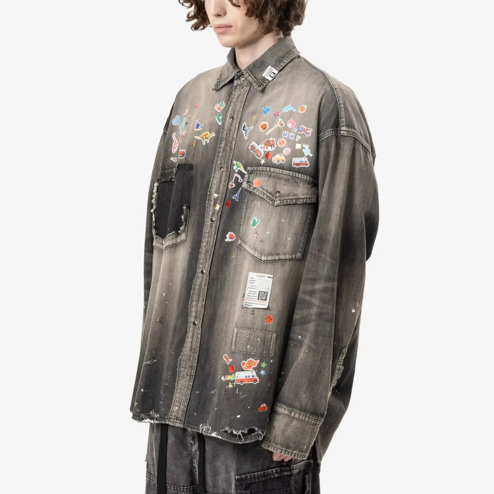 Kids Sticker Denim Shirt - Image 3